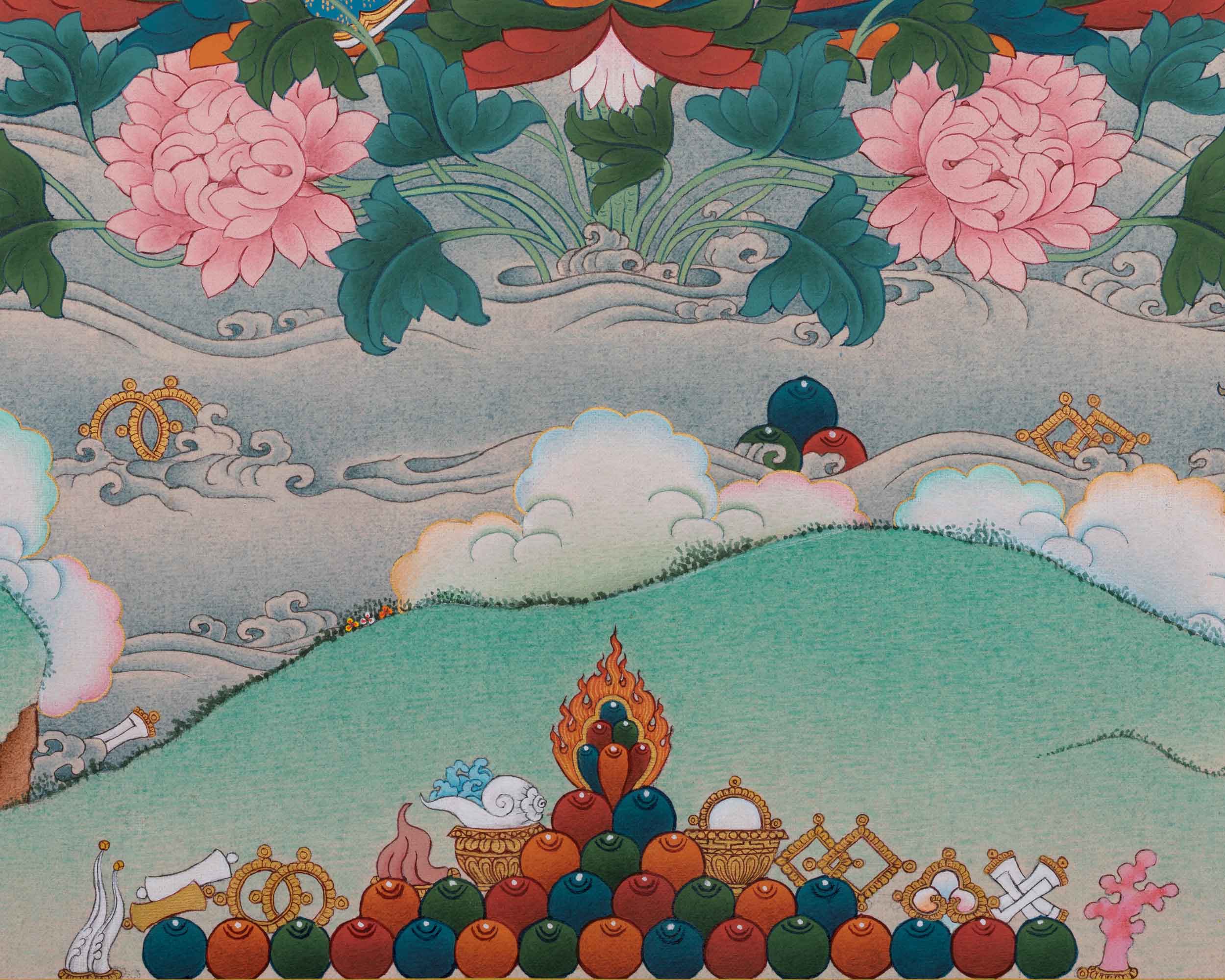Traditional Tibetan Thangka For Padmasambhava Mantra Practice | Lotus Born Guru Rinpoche Art