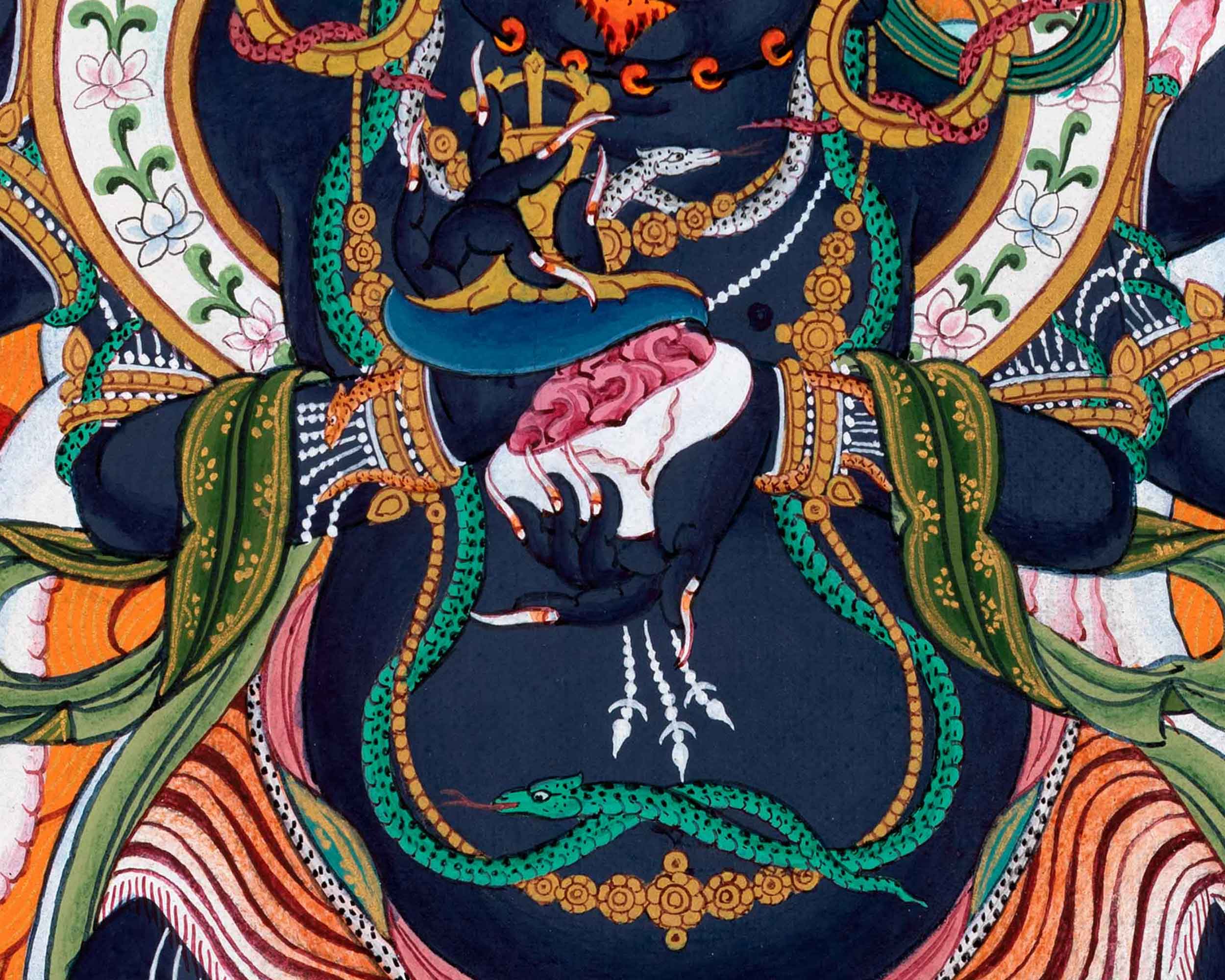 Six Armed Mahakala of Gelug Tradition | Tibetan Mahakala Thangka