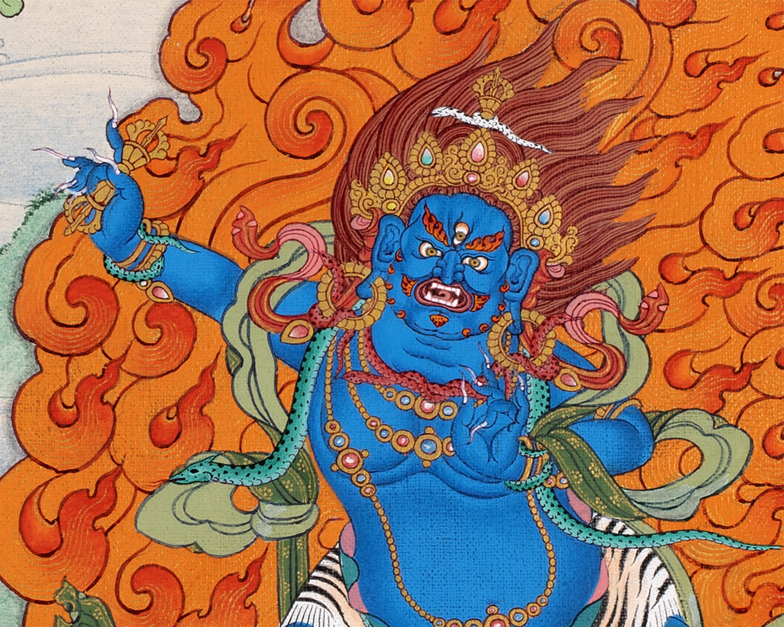 Manjushri With Bodhisattvas | Chenrezig | Vajrapani | Buddhist Deity Thangka