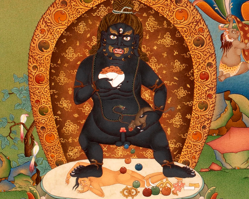 Dzambhala | The Buddha of Wealth Thangka Print | High Quality Giclee
