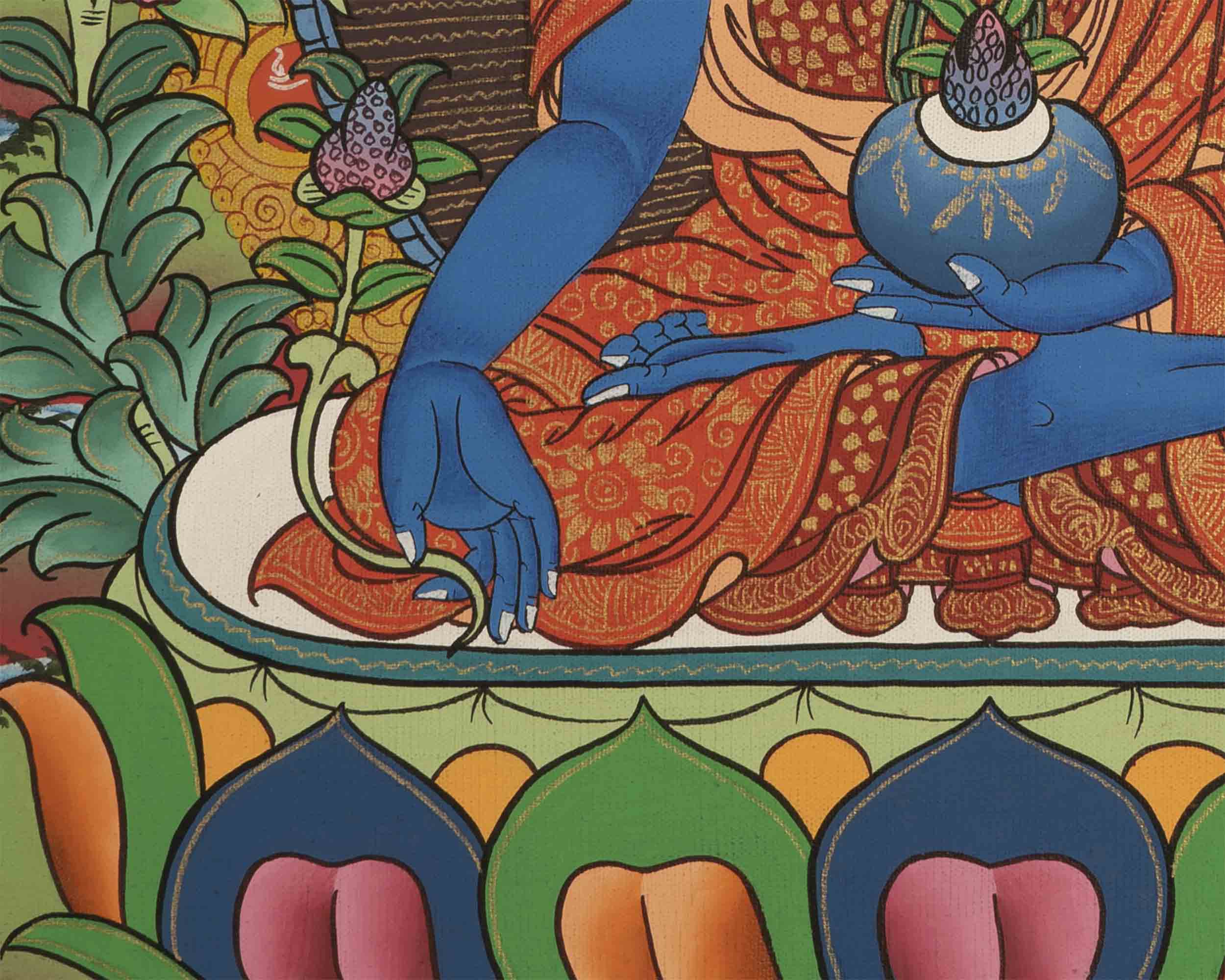 Medicine Buddha Thangka | Buddhist Ritual Wall Hanging Thangka