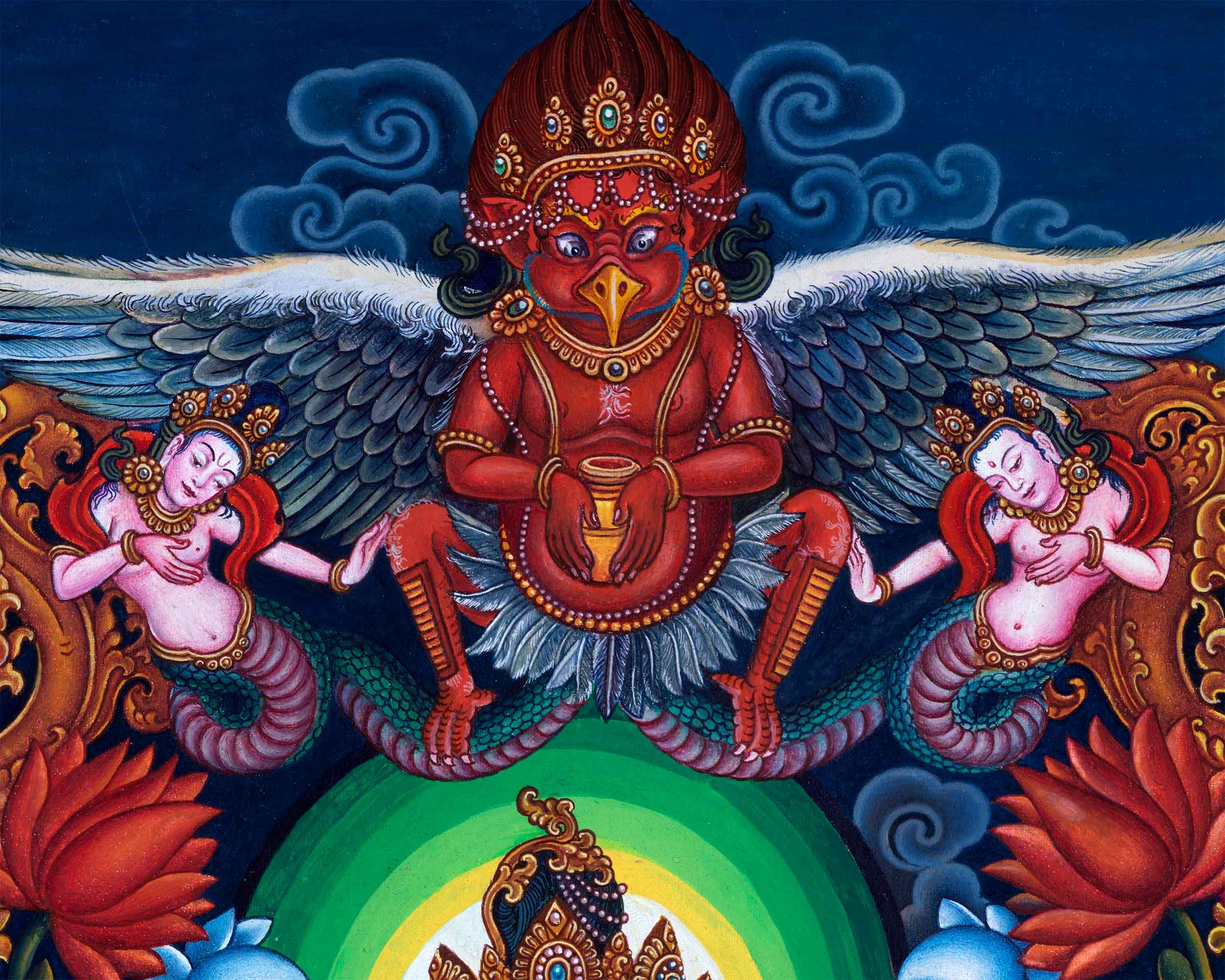 Traditional Nepali Pauba Print Of Avalokitesvara Bodhisattva | The Bodhisattva Of Compassion Chenrezig