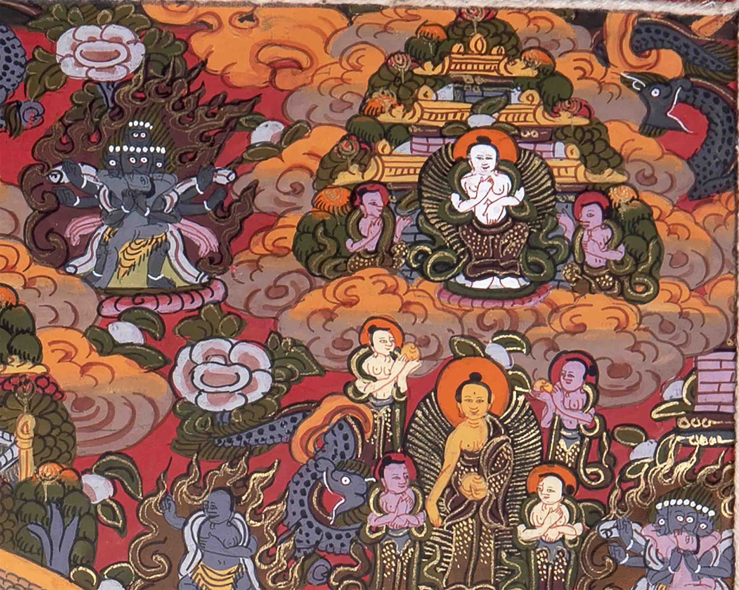 Brocade Mounted Buddha Mandala | Wall Hanging Decor For Meditation And Yoga