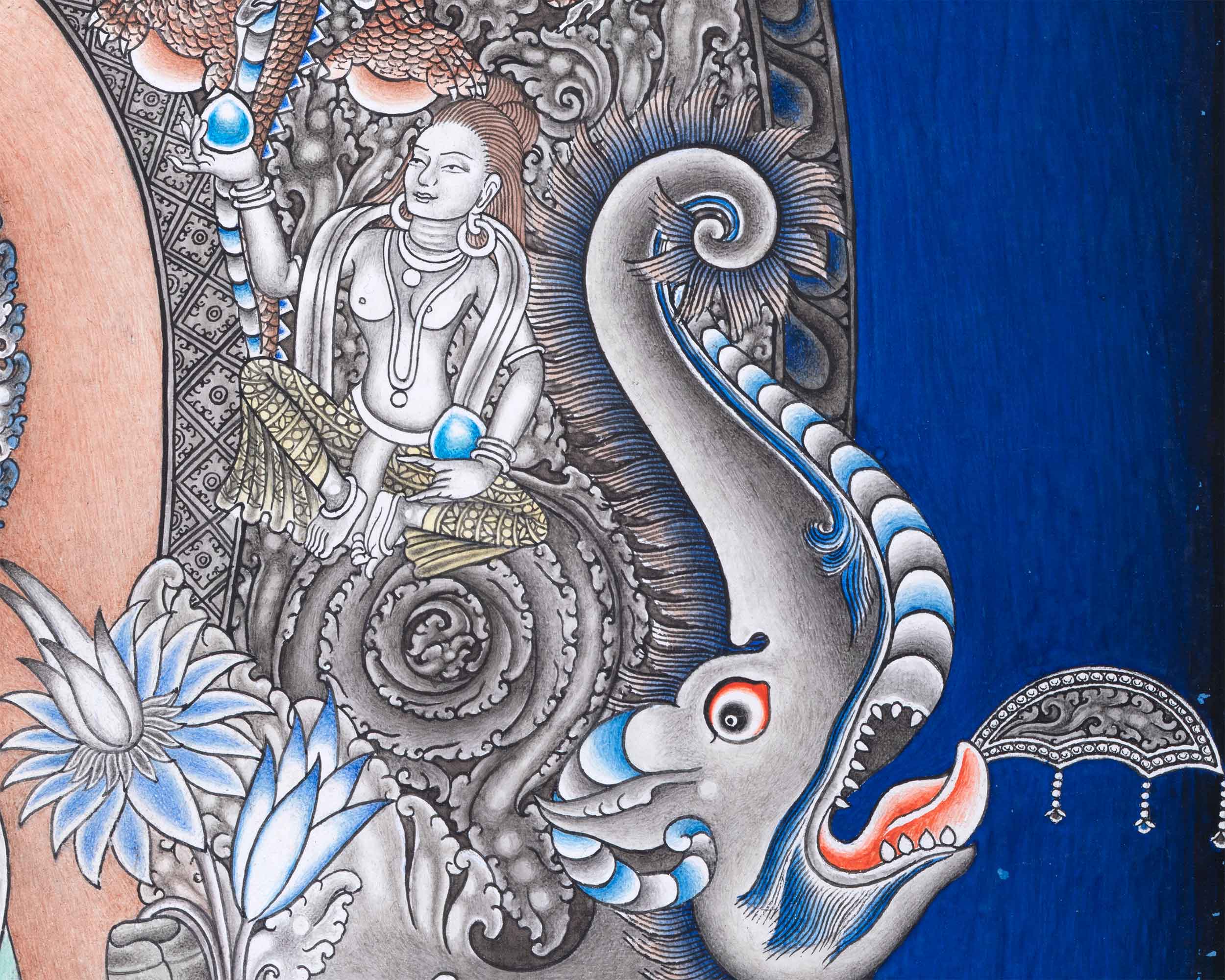 High- Quality Green Tara Guru Nepali Print | Mother Tara Nepali Painting | Home Decoration