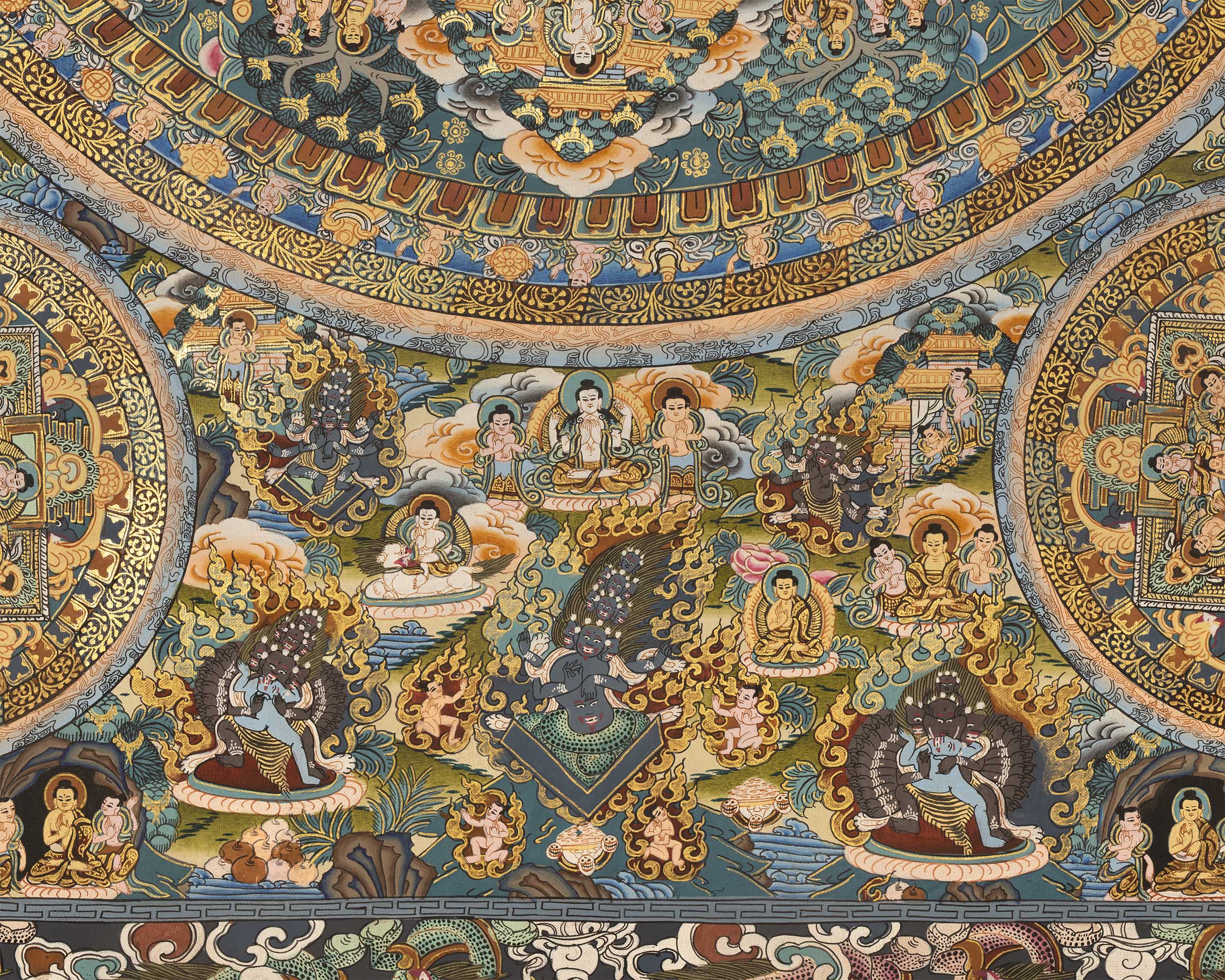 Mandala Buddha Thangka | Vintage Original Hand-Painted Thangka