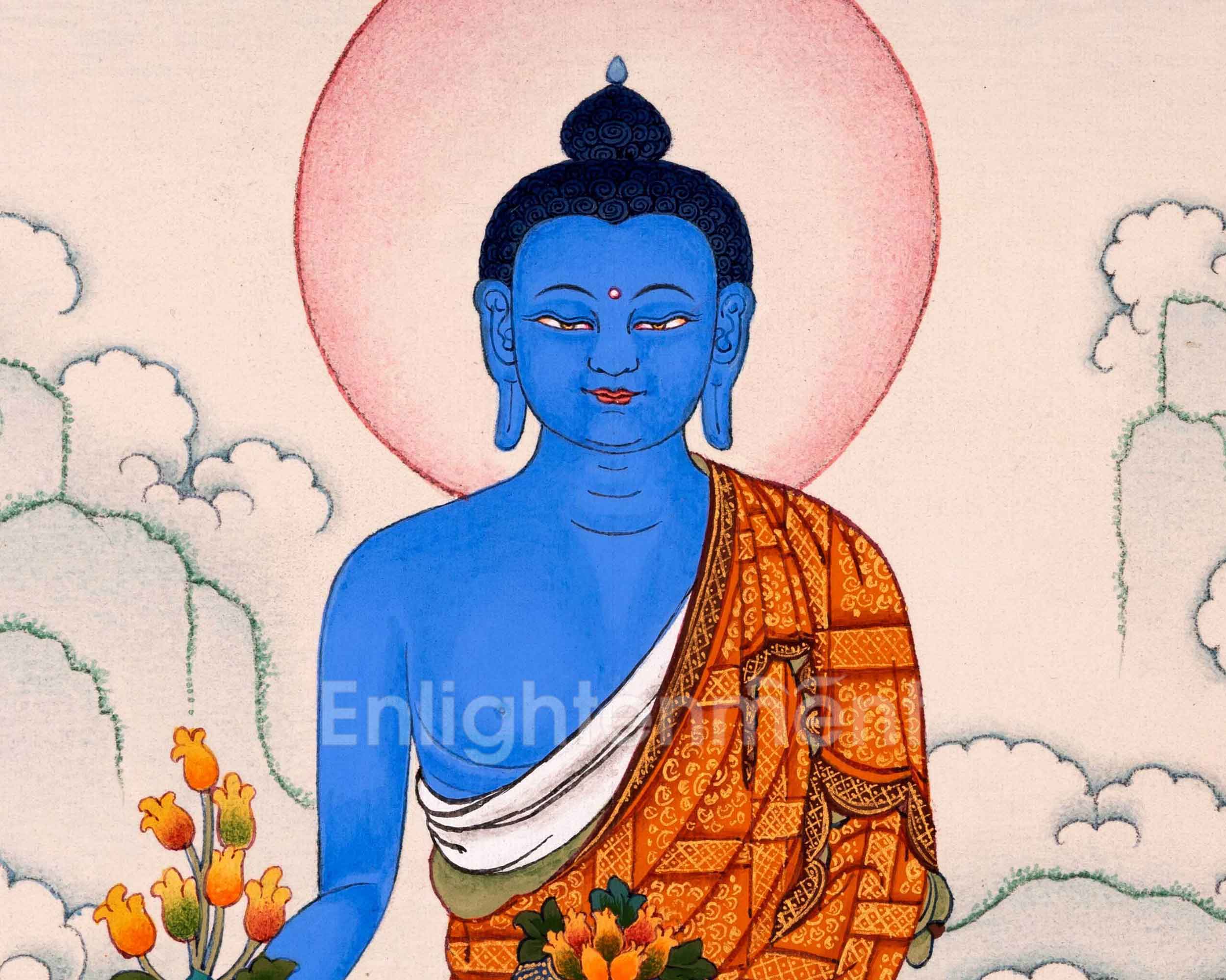 Medicine Buddha Tibetan Thangka Art For Healing Practice | Traditionally Hand-Painted Buddhist Art