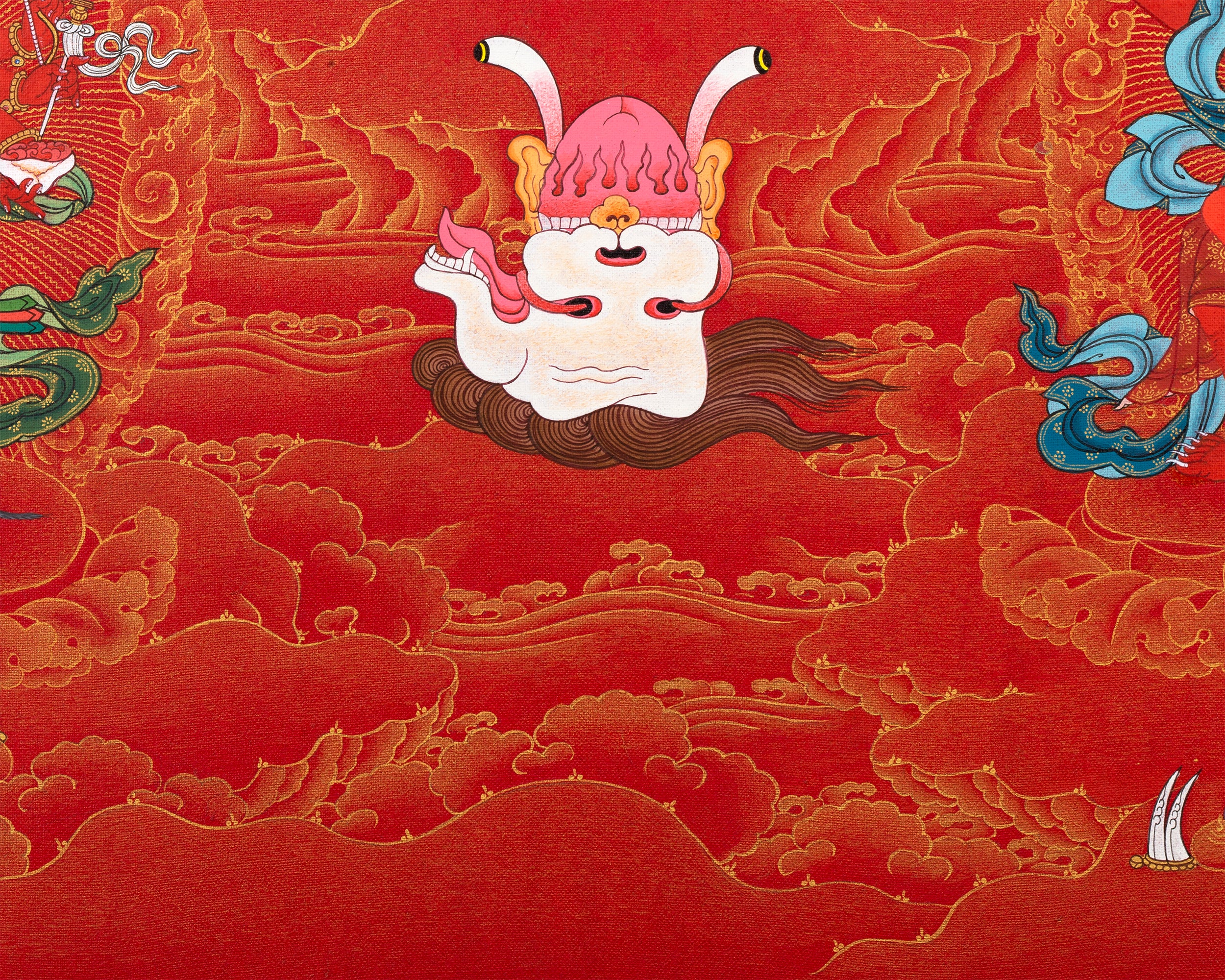 Kurukulla with Ganesh And Takiraja | Tibetan Thangka in Marthang Style