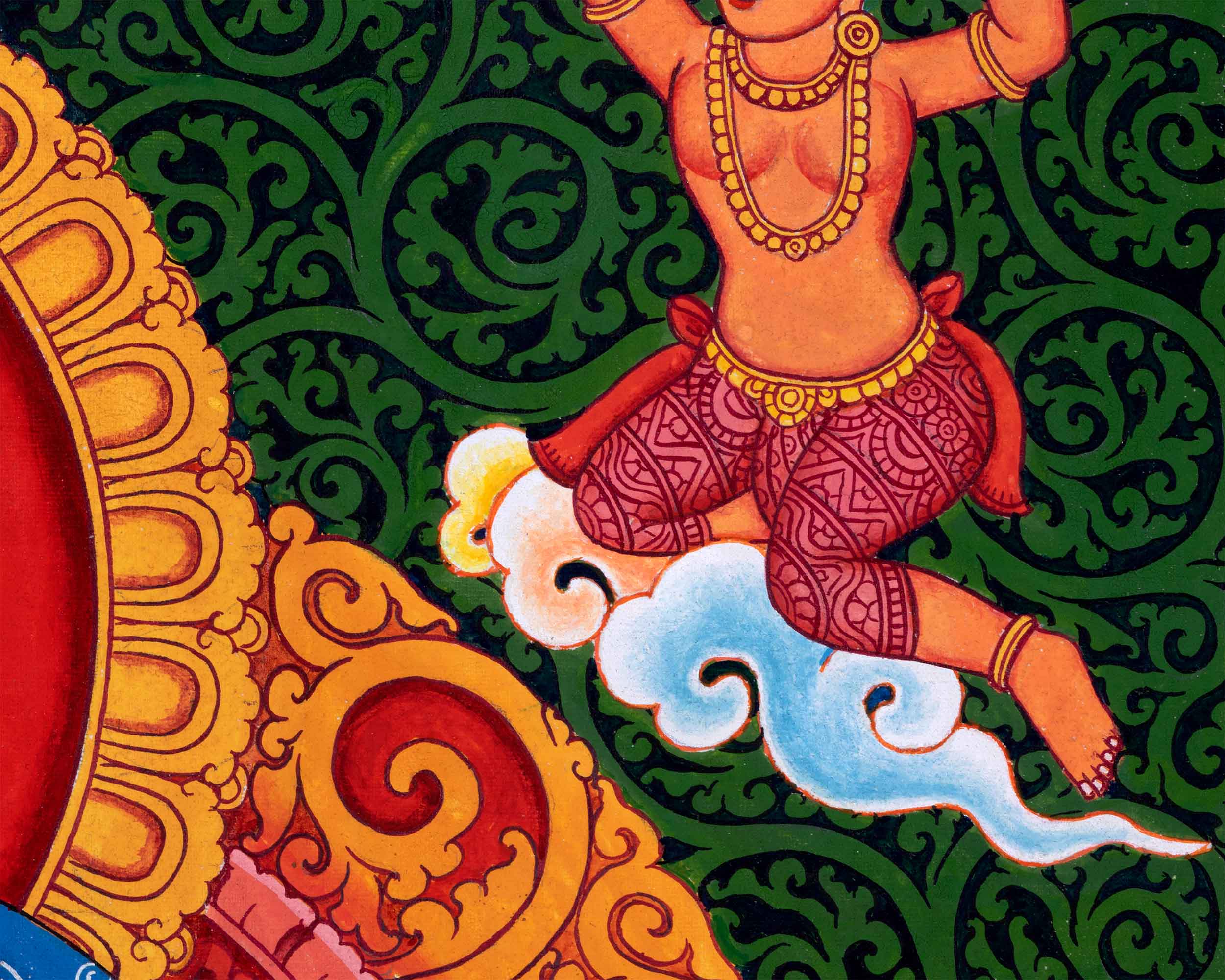 Newari Pauba Art Print For The Practice Of Vajrasattva Mantra | Om Vajrasattva Hum Mantra Practice Art