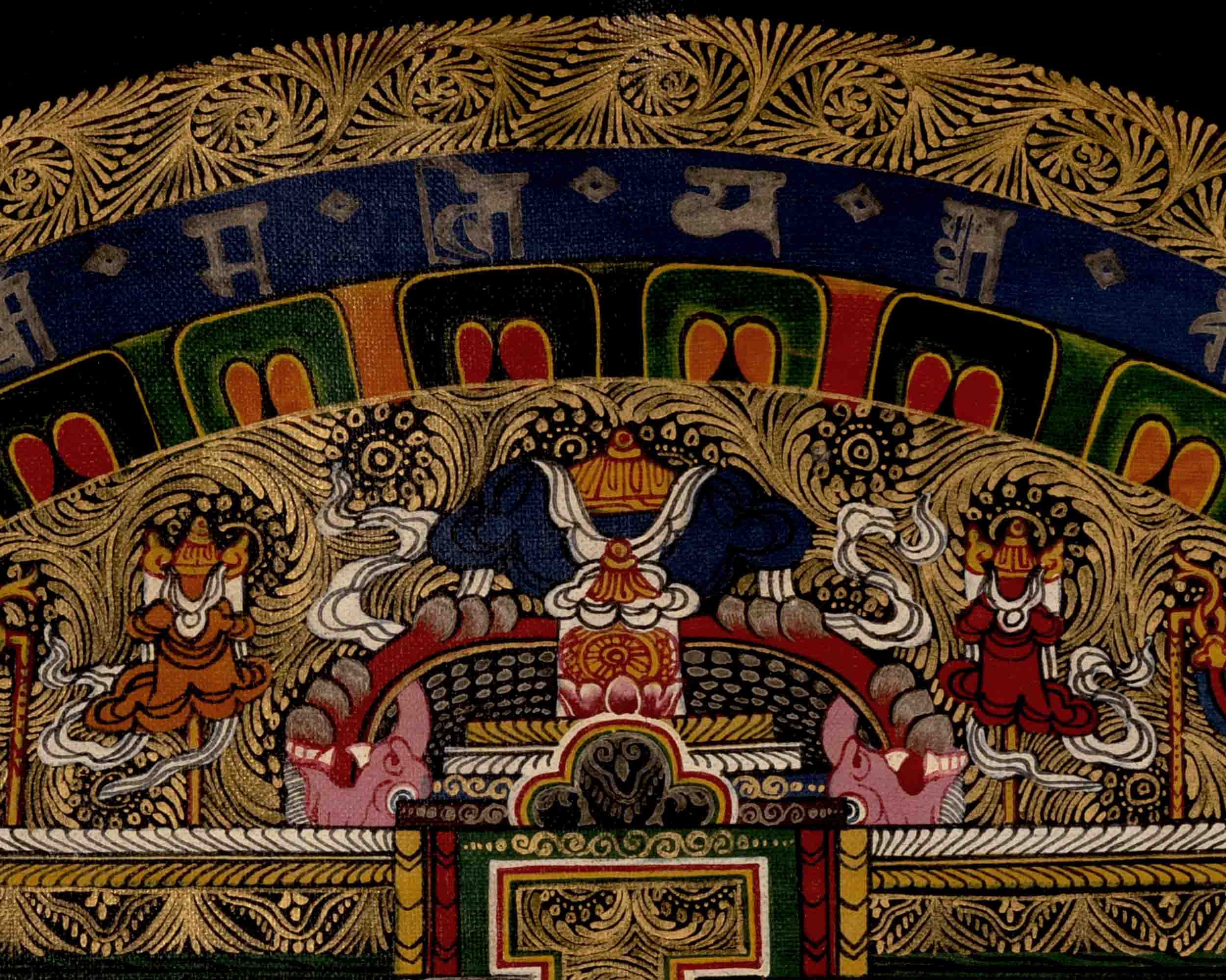 Om Mantra Mandala | Tibetan Traditional Thangka | Wall Decors