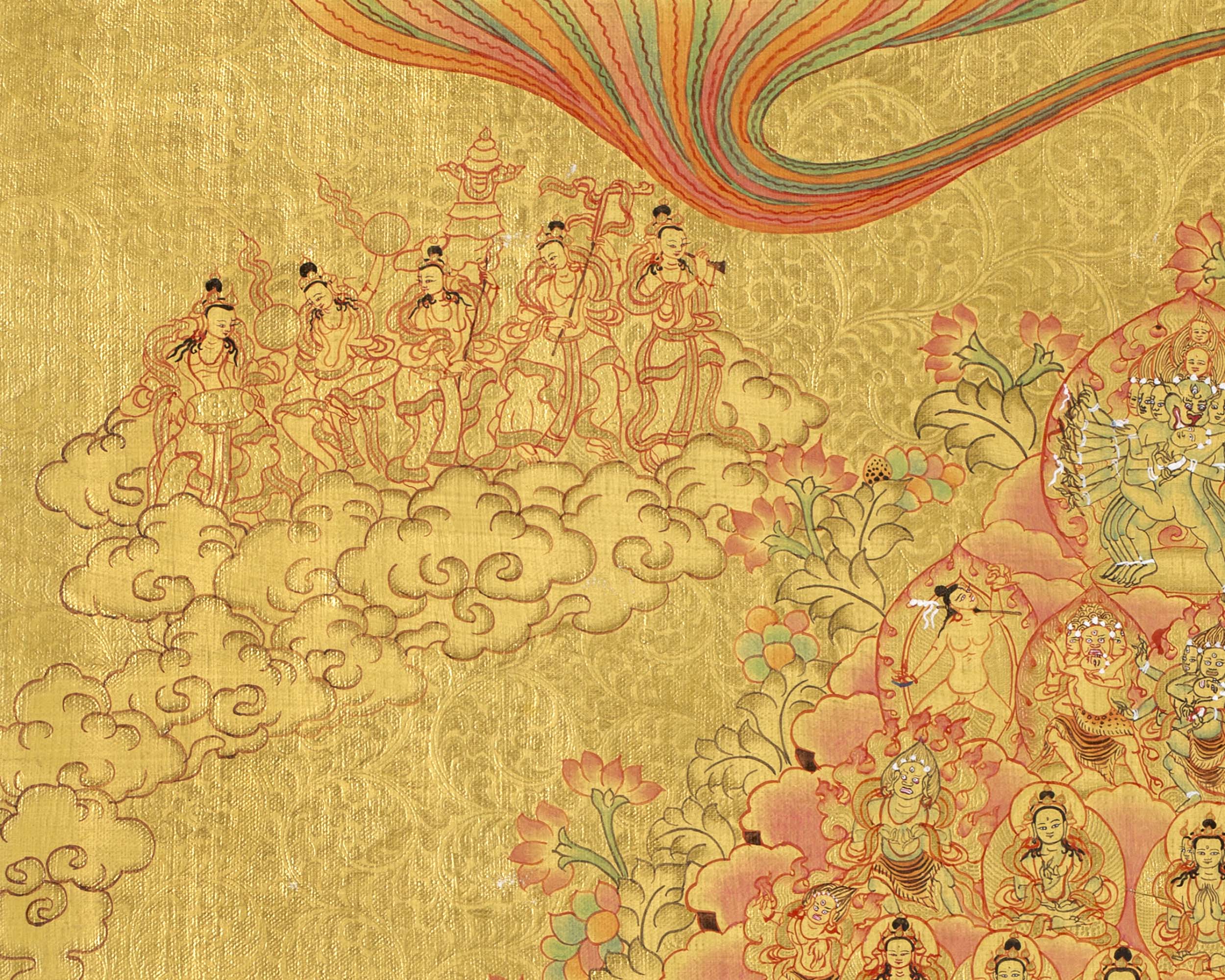 Refugee Tree Thangka | Golden Tsogksing Gelug Thangka