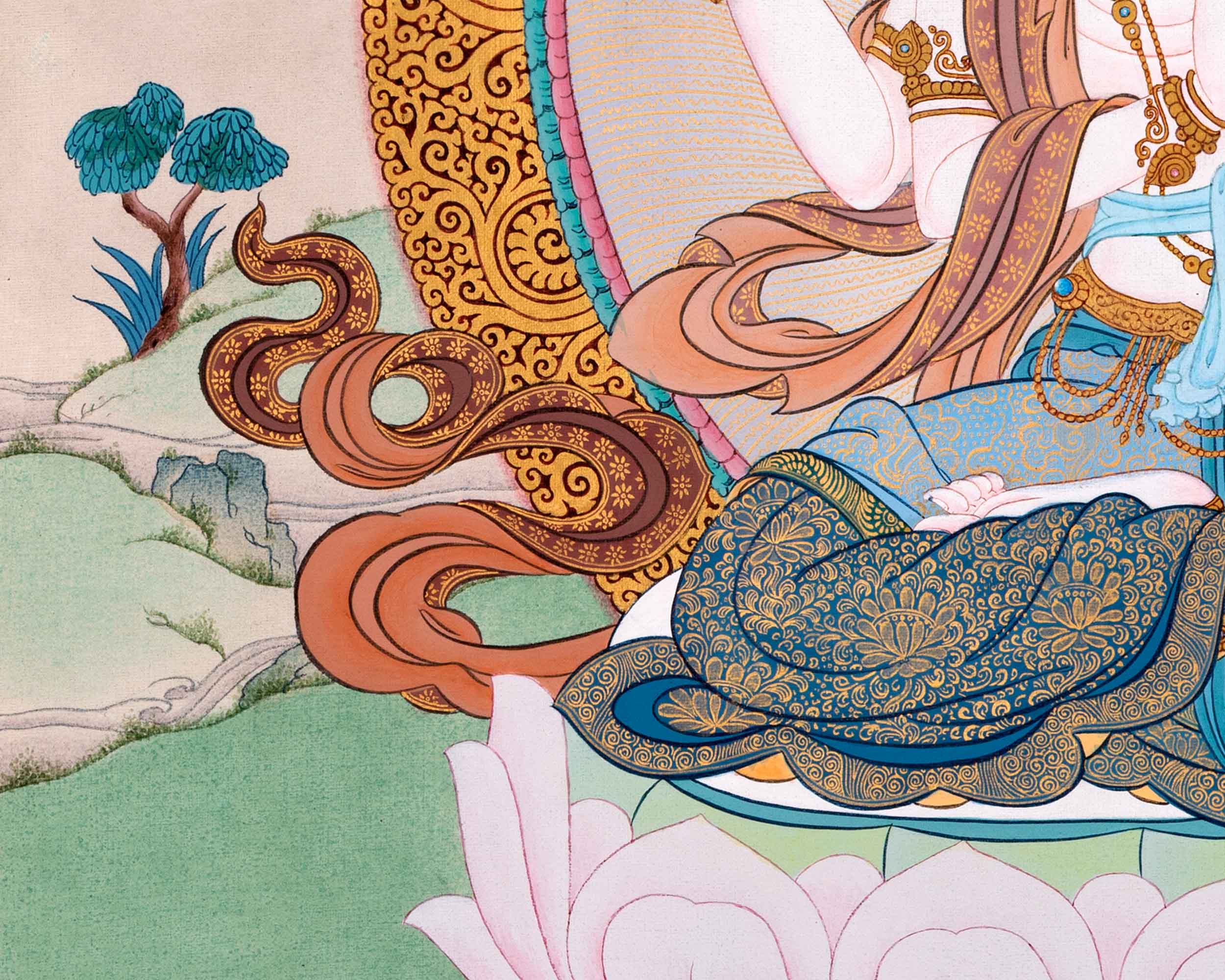 4 Armed Chenrezig Thangka | High Quality Avalokiteshvara Painting