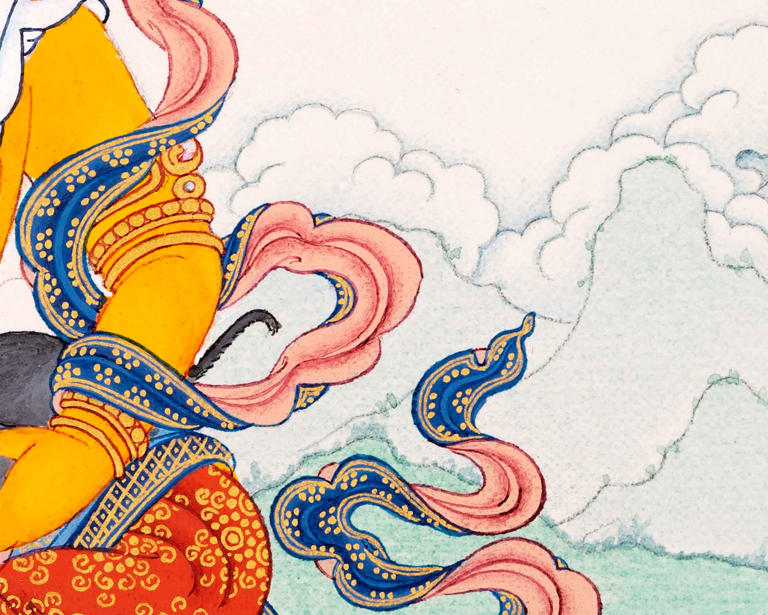 Tibetan Yellow Dzambhala Thangka Painting | The Tibetan Wealth Deity | Buddhist Kubera