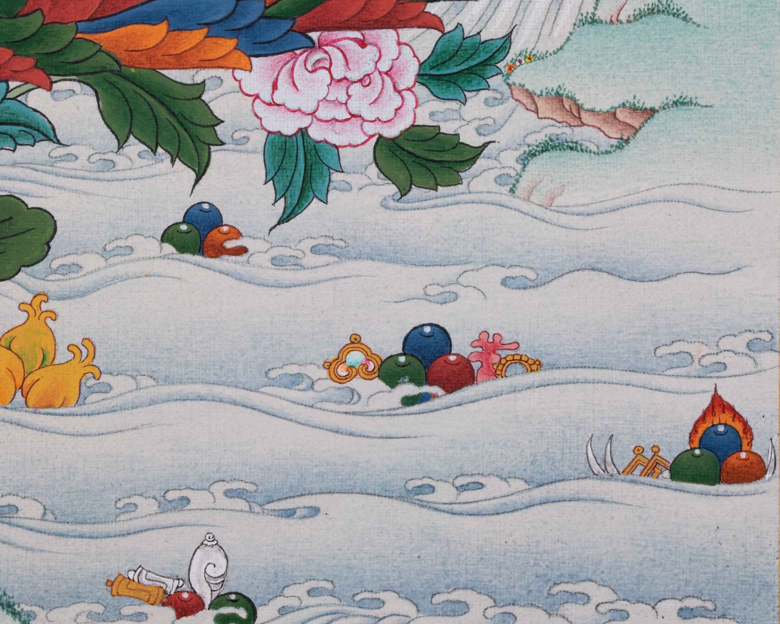 Lotus Master Guru Rainbow Body Thangka | Tibetan Buddhist Master Guru Rinpoche Art