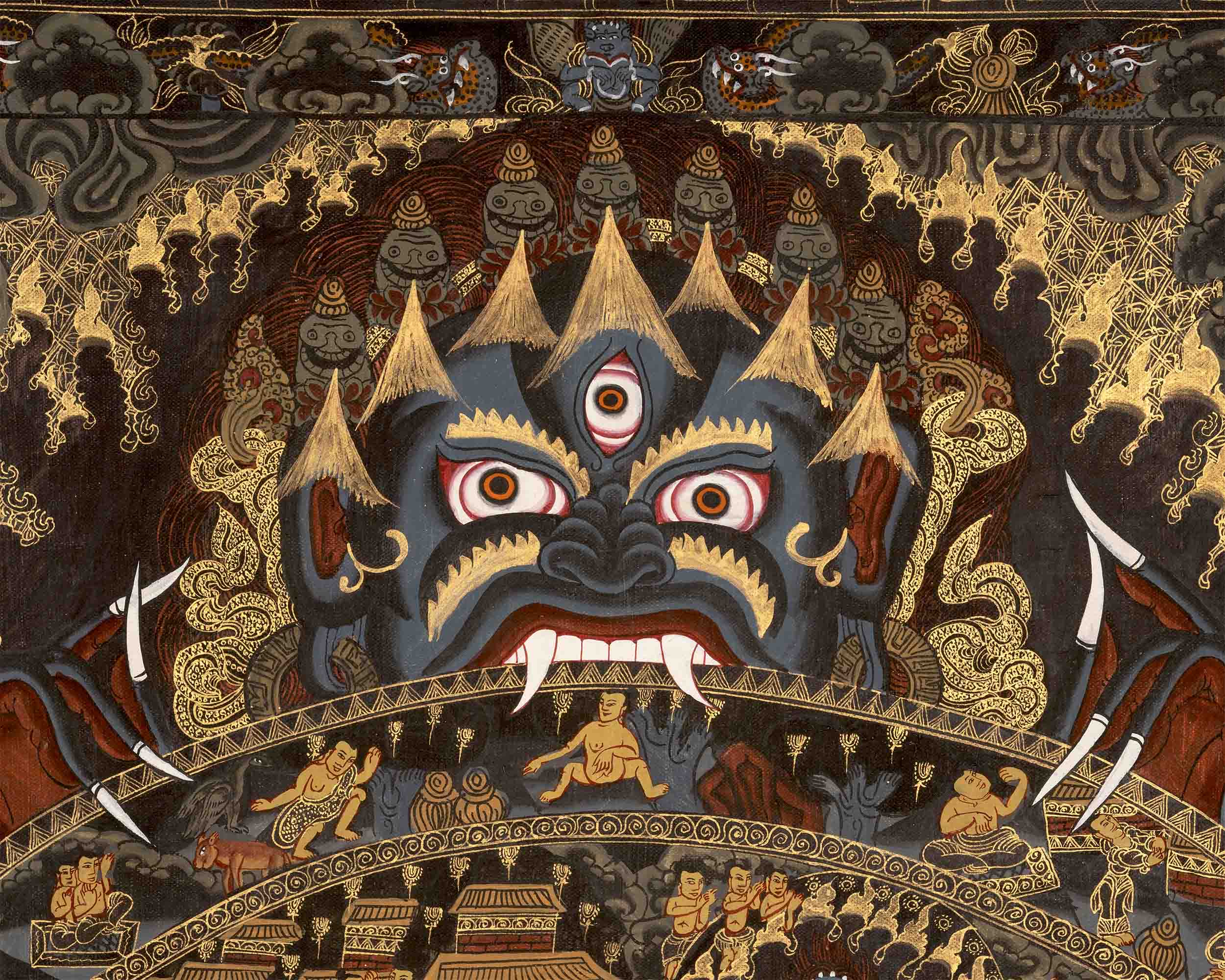 Hand-Painted Wheel Of Life Thangka | Bhavachakra Painting