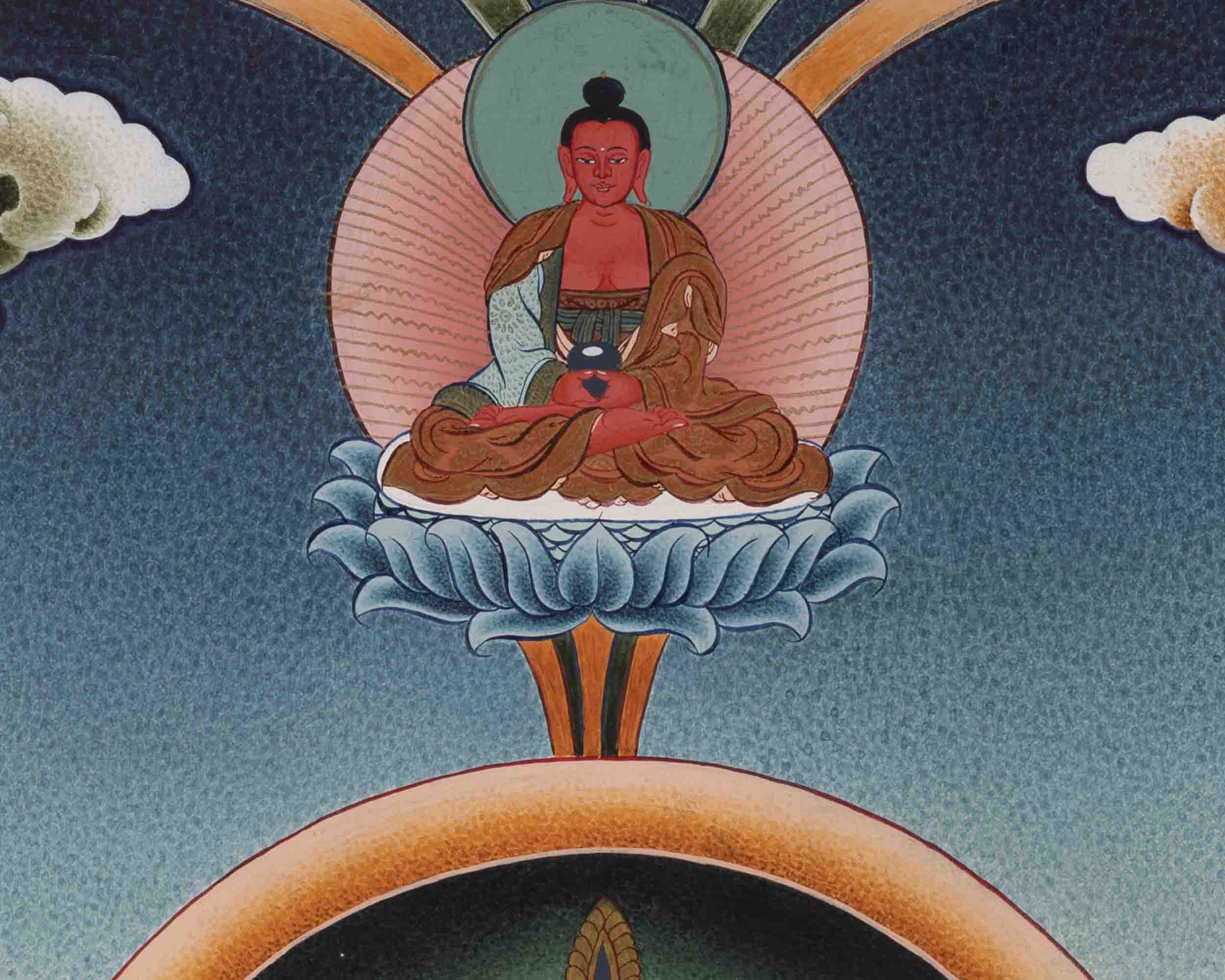 Handpainted Avalokiteshvara Chengrezig | Yoga Meditation Canvas Art