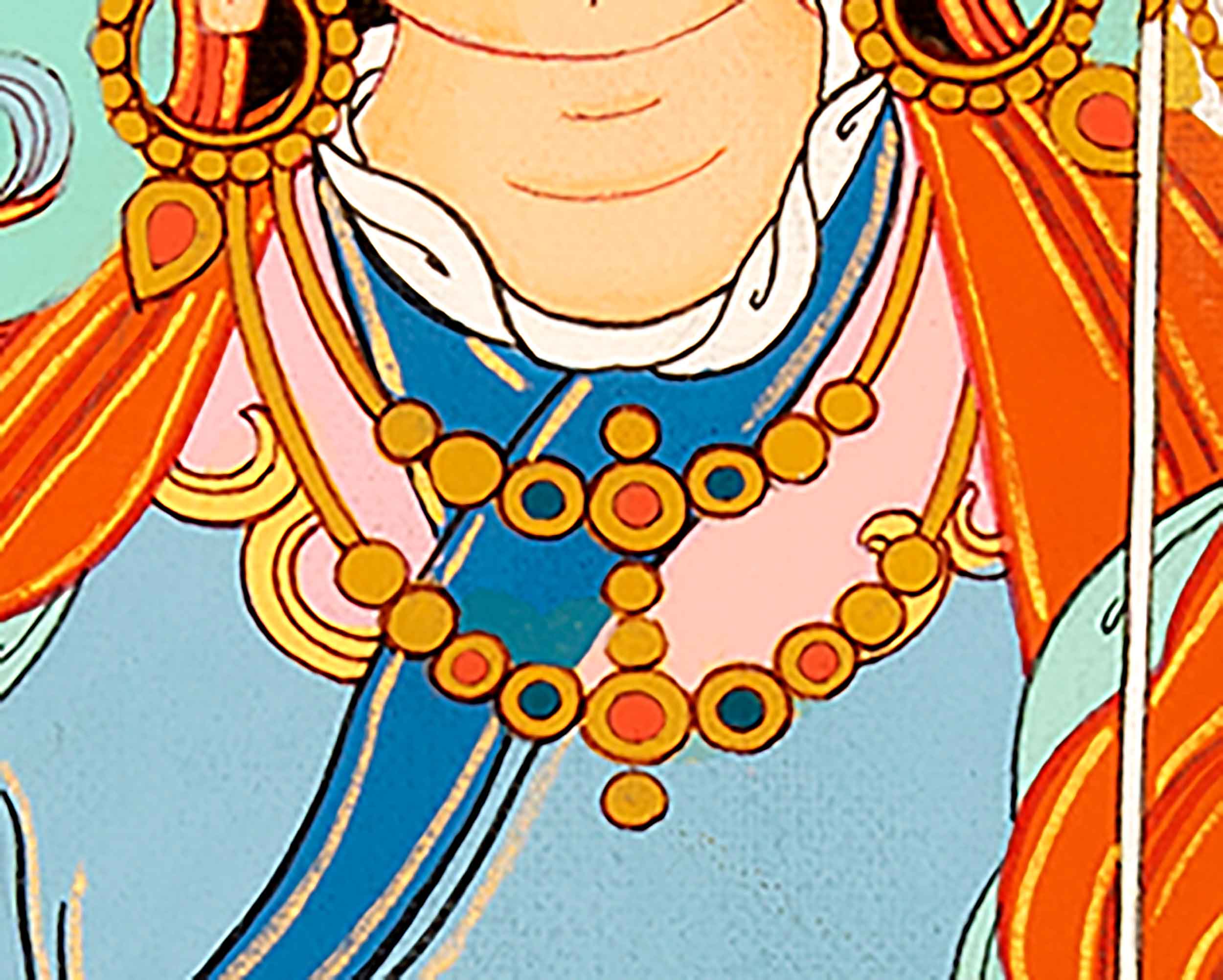Traditional Made Thangka Of Guru Rinpoche | Hand Painted Lotus Born Master