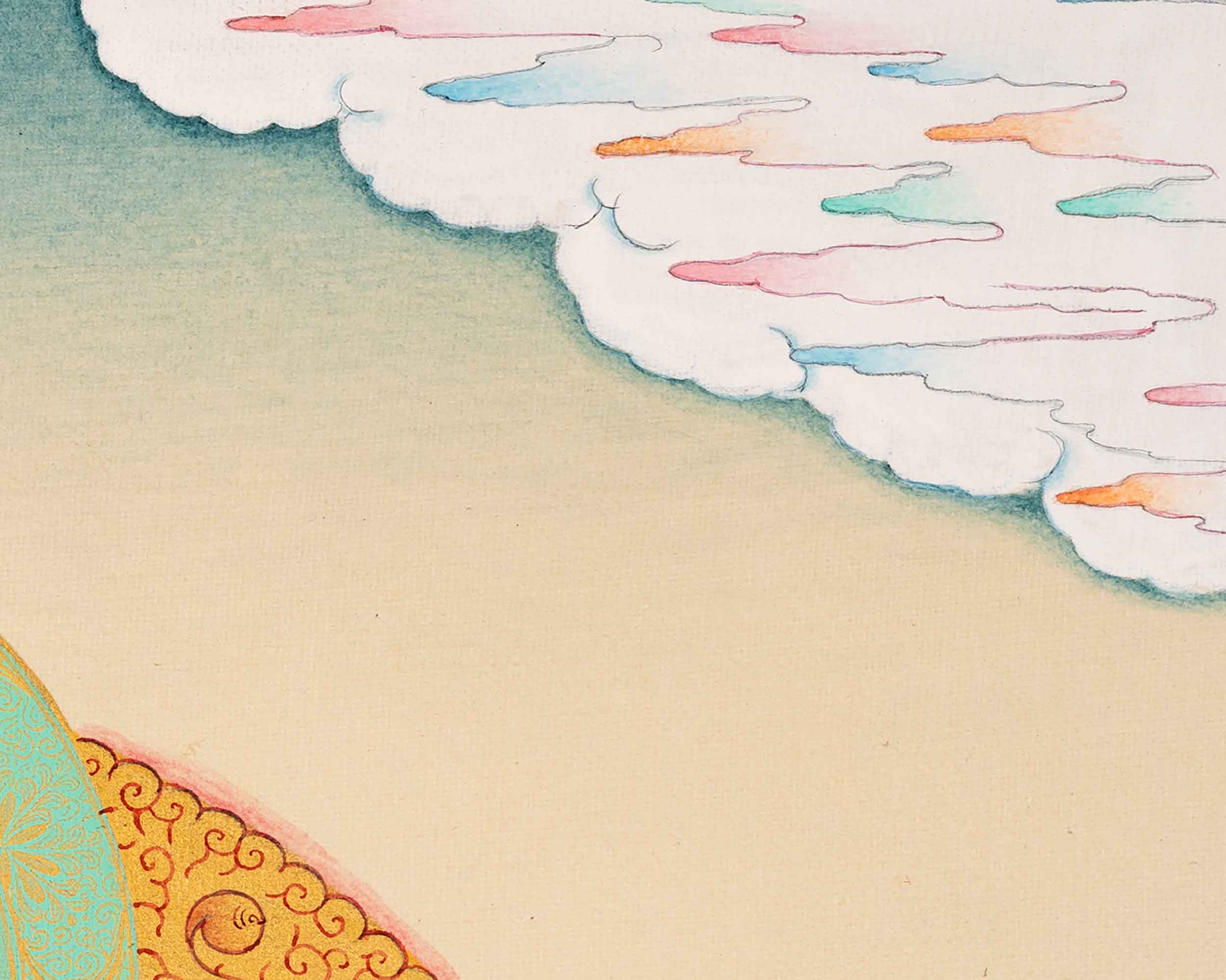 Manjushri Art Thangka | Finely Hand Painted in Cotton Canvas