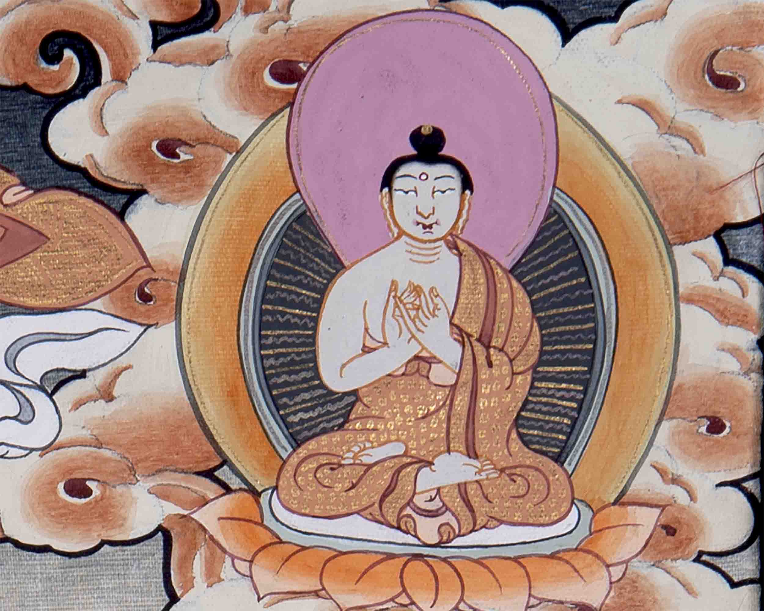 Shakyamuni Buddha With Brocade | Wall Decor Painting