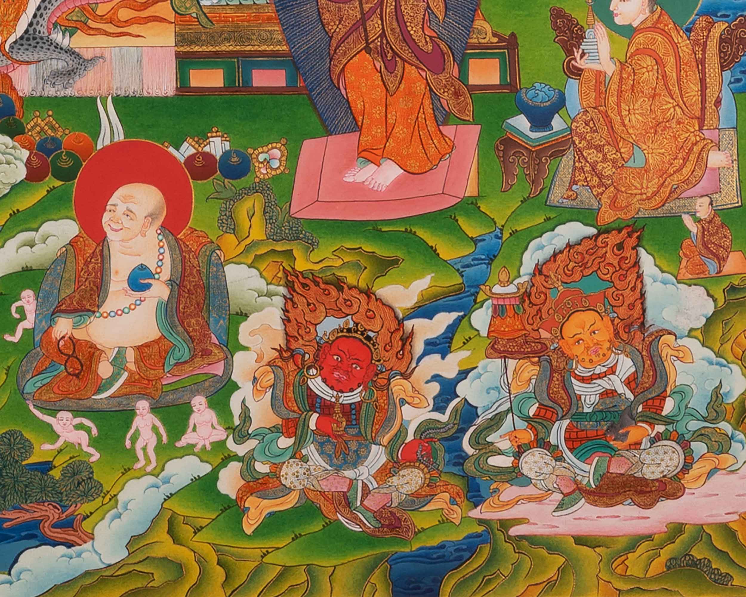 Shakyamuni Buddha 16 Arhats Thangka Painting | Sacred Art for Daily Practice