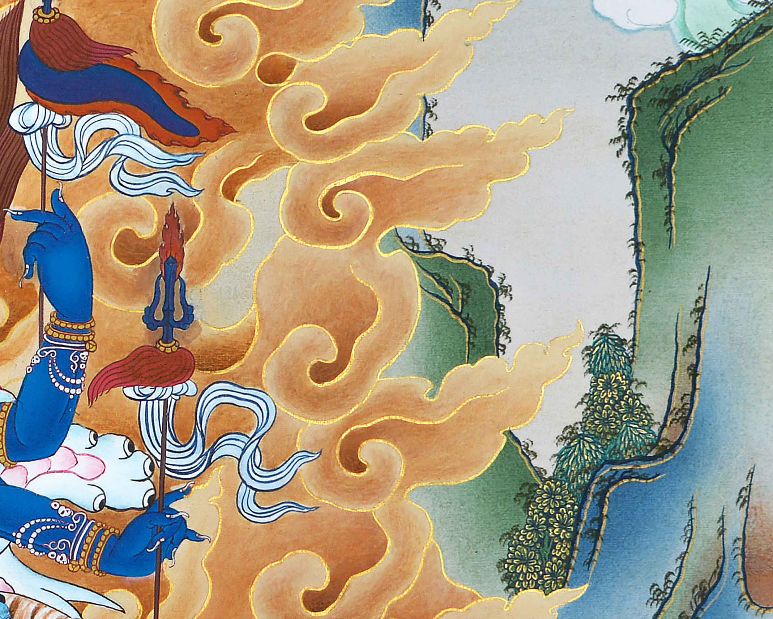 Himalayan Hand-Made Palden Lhamo Mantra Practice Thangka | Tibetan Deity Art On Cotton Canvas