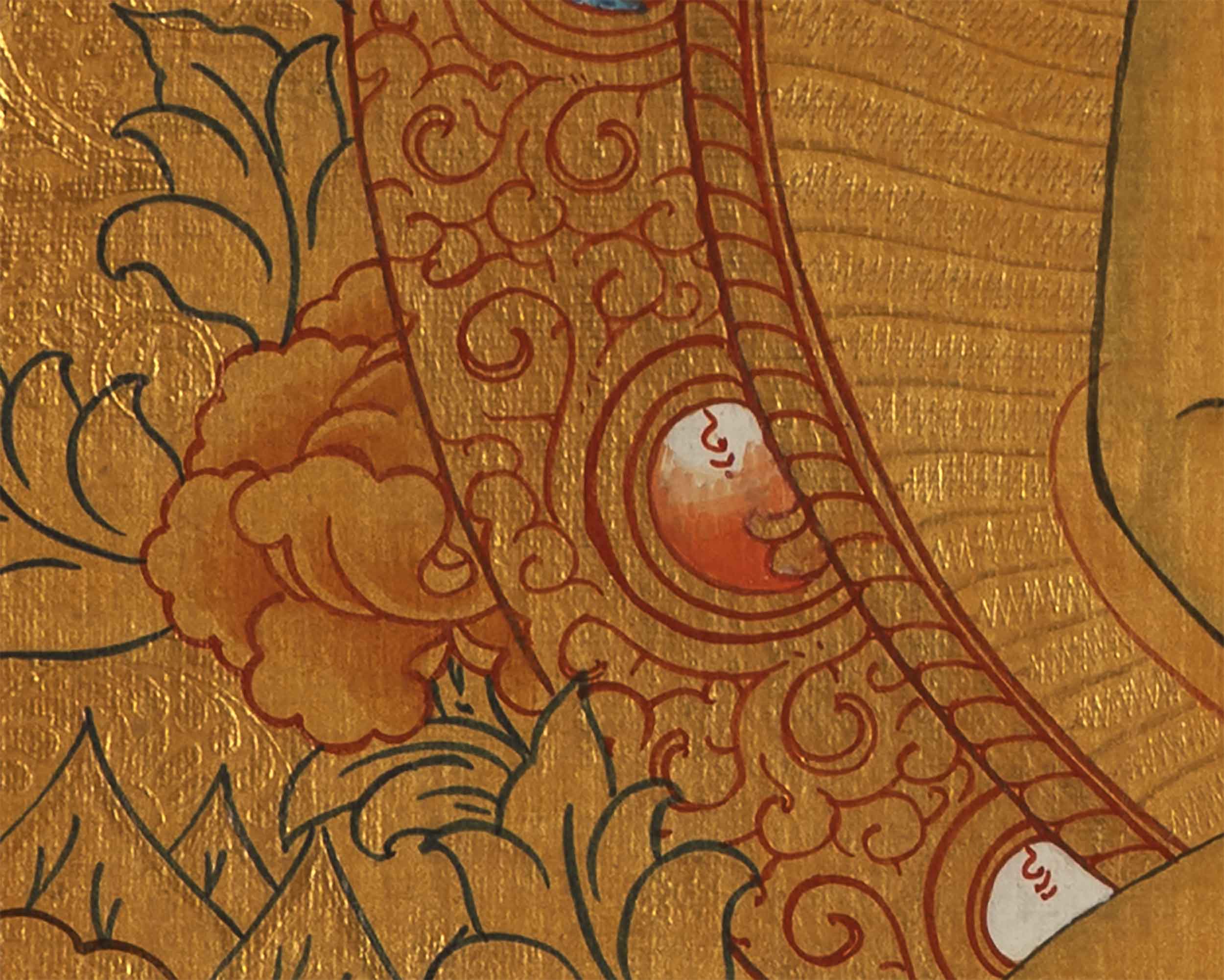 Gold Style Buddha Thangka | Samantabhadra Yab Yum Buddha Art