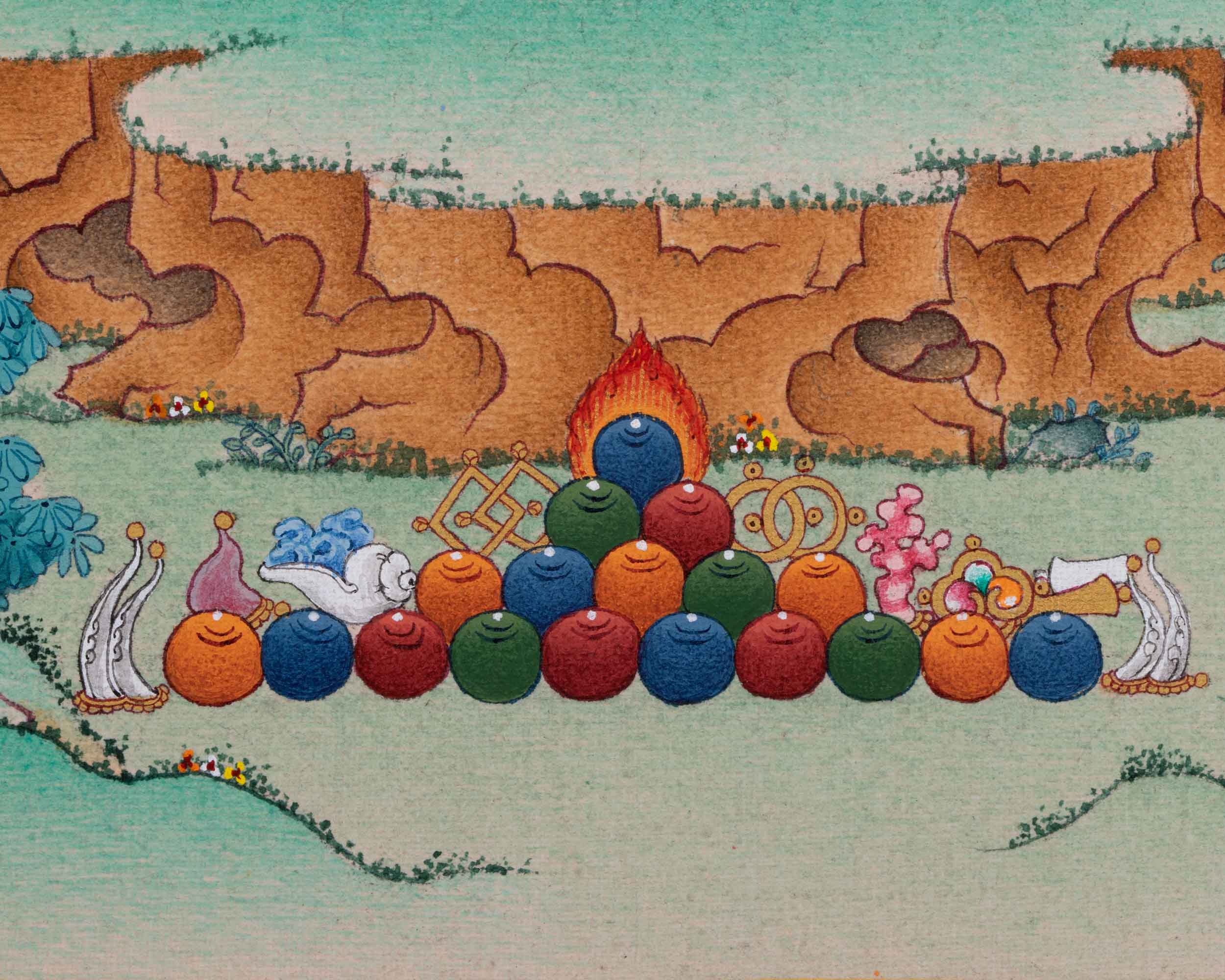 Hand Painted Thangka For Guru Rinpoche Mantra Practice | Traditional Tibetan Master Art