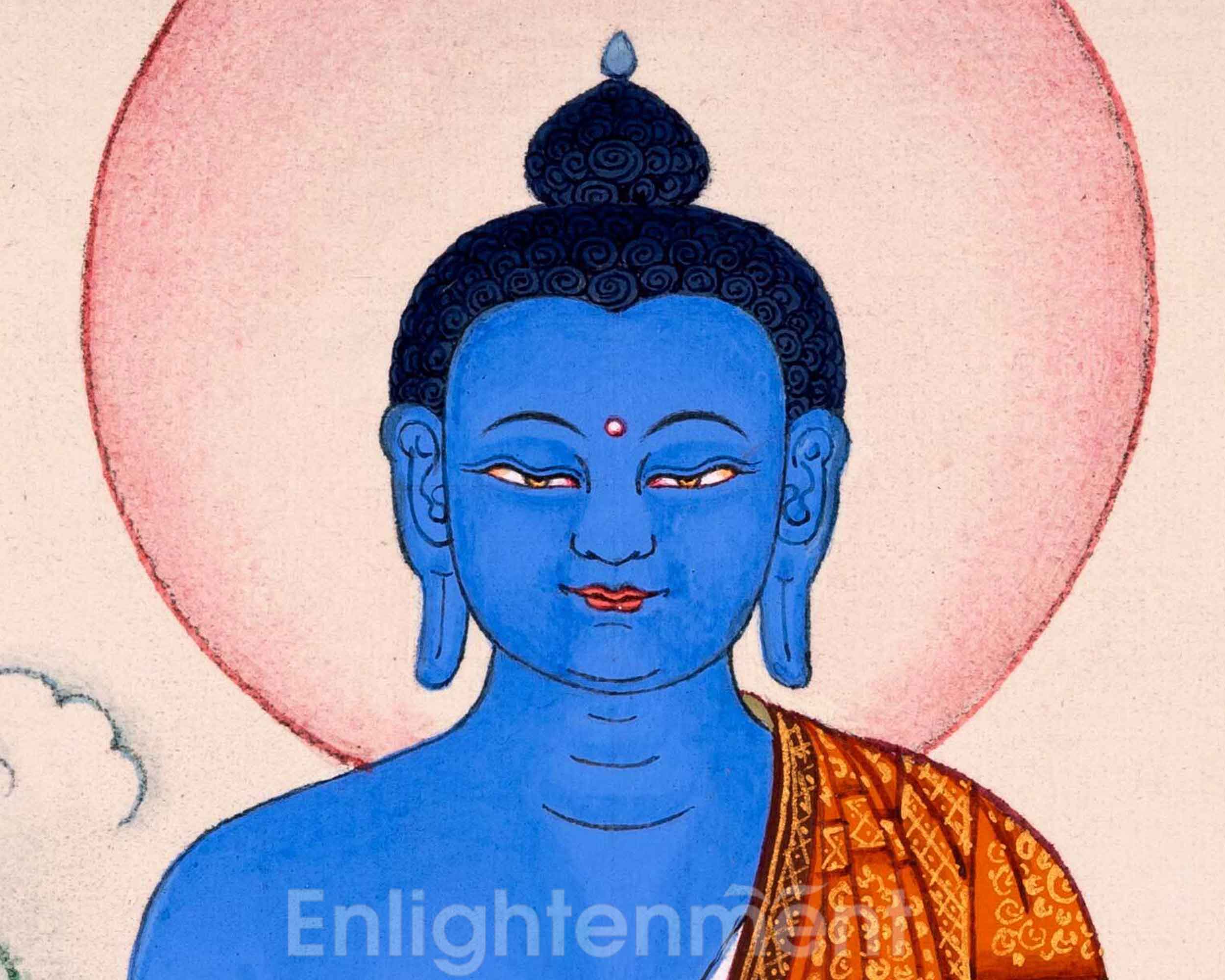 Medicine Buddha Tibetan Thangka Art For Healing Practice | Traditionally Hand-Painted Buddhist Art