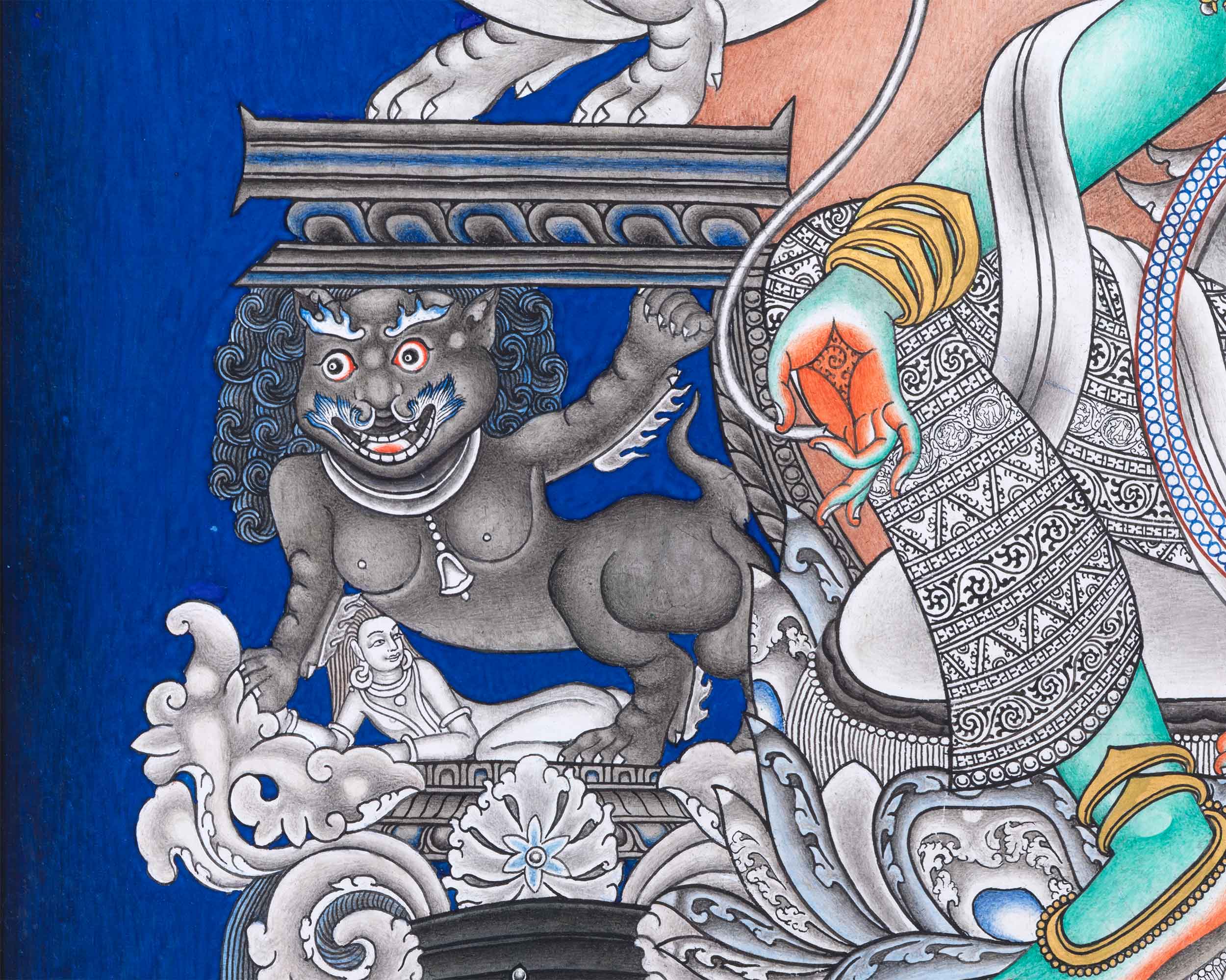 High- Quality Green Tara Guru Nepali Print | Mother Tara Nepali Painting | Home Decoration
