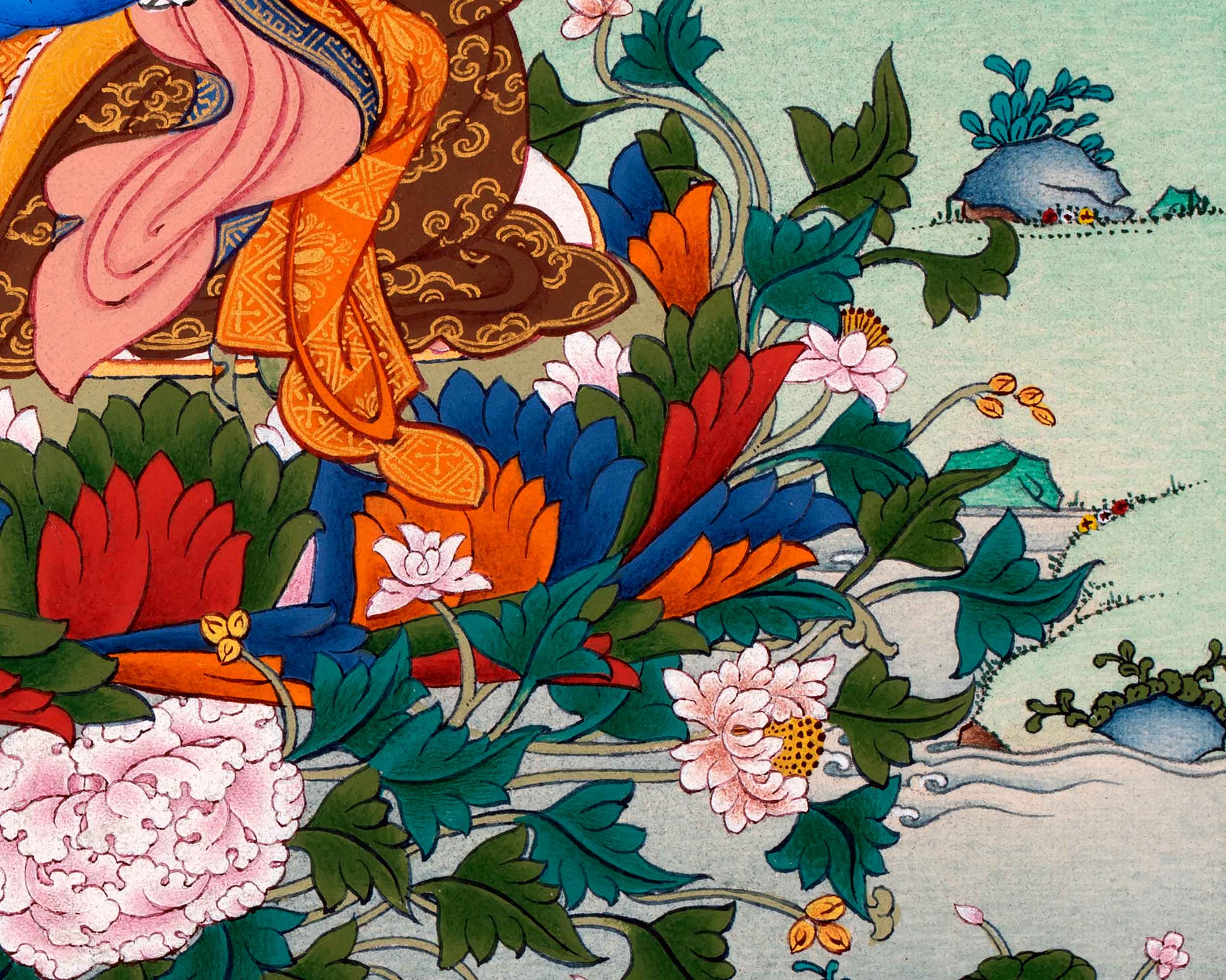 Guru Urgen Menla, Medicine Buddha Form of Guru Rinpoche Thangka