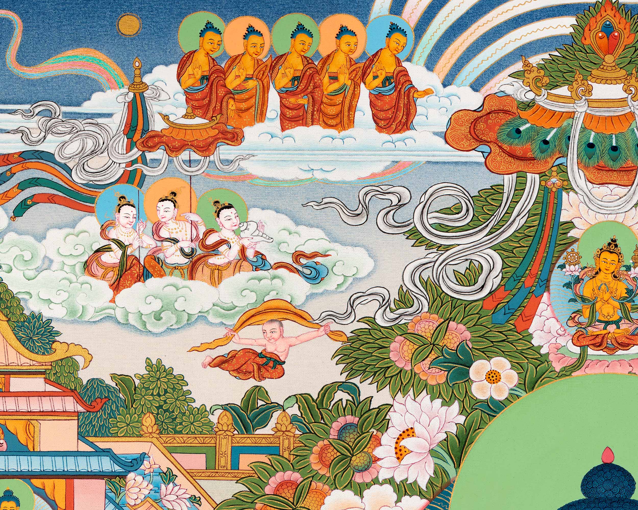Buddha Amitabha Canvas Thangka Print | Pure Land | High-Quality Giclee Canvas