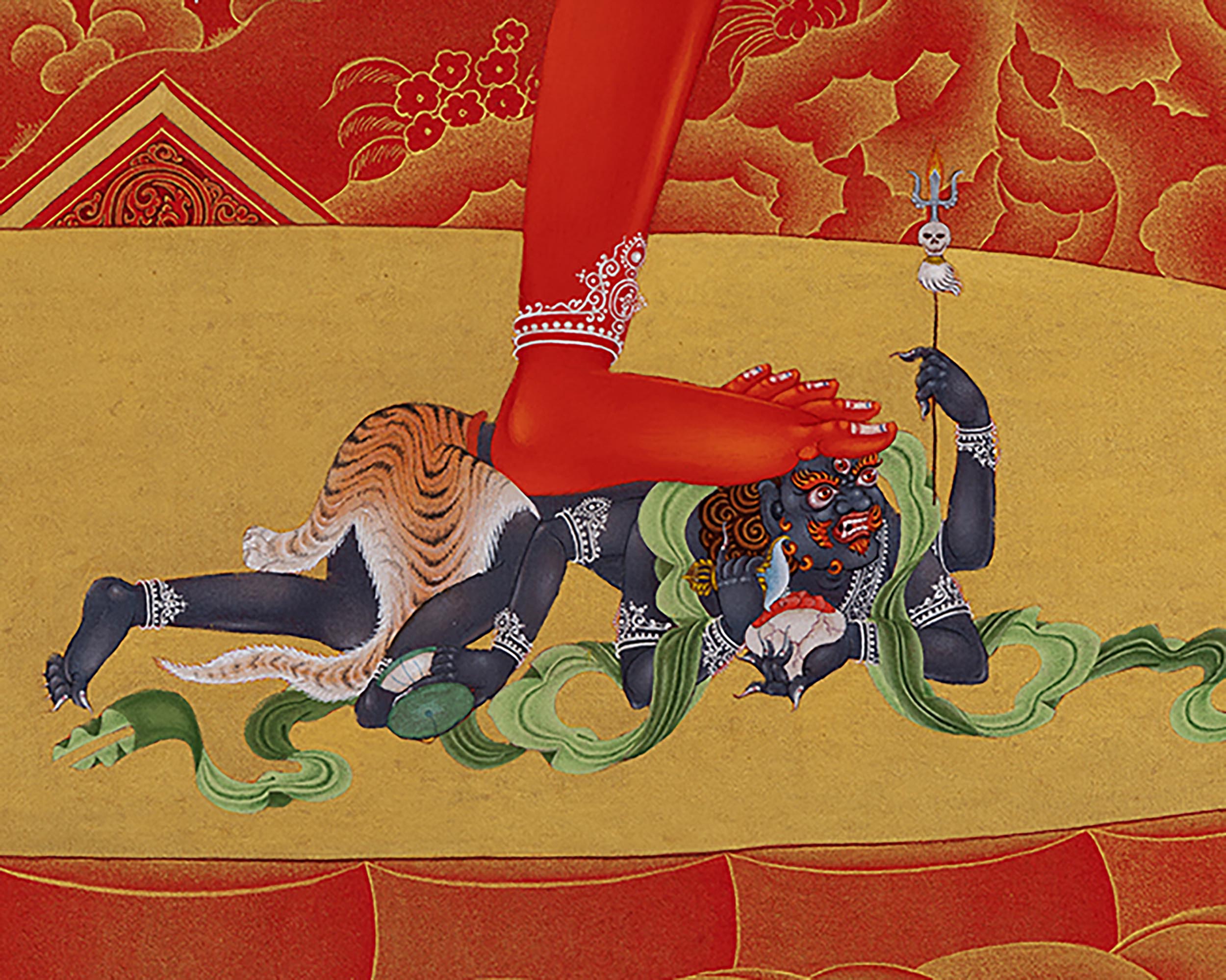 Dakini Vajrayogini With Citipati And Vajradharma Thangka