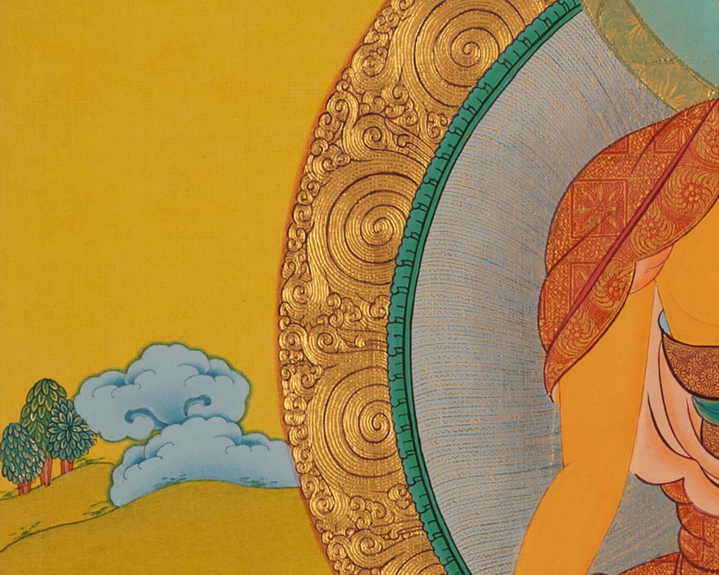 Buddha Gautama Siddhartha Thangka Painting | Traditional Tibetan Bodhisattva Art