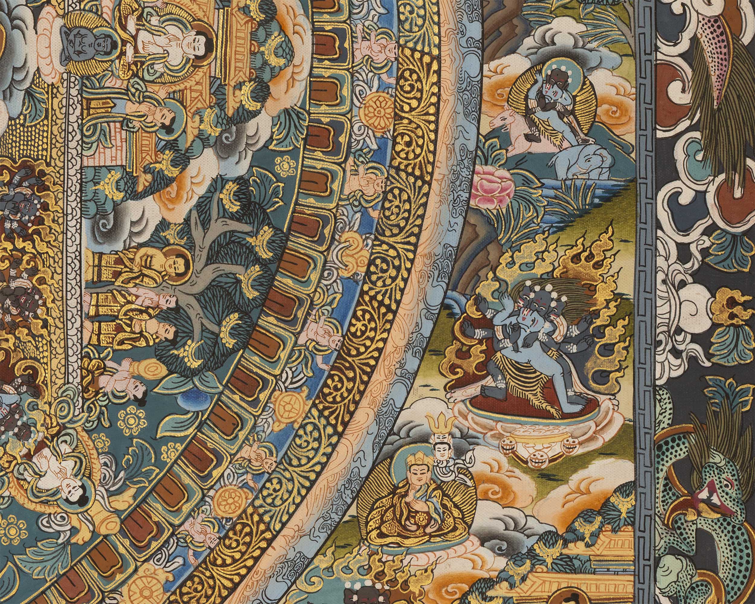 Mandala Buddha Thangka | Vintage Original Hand-Painted Thangka