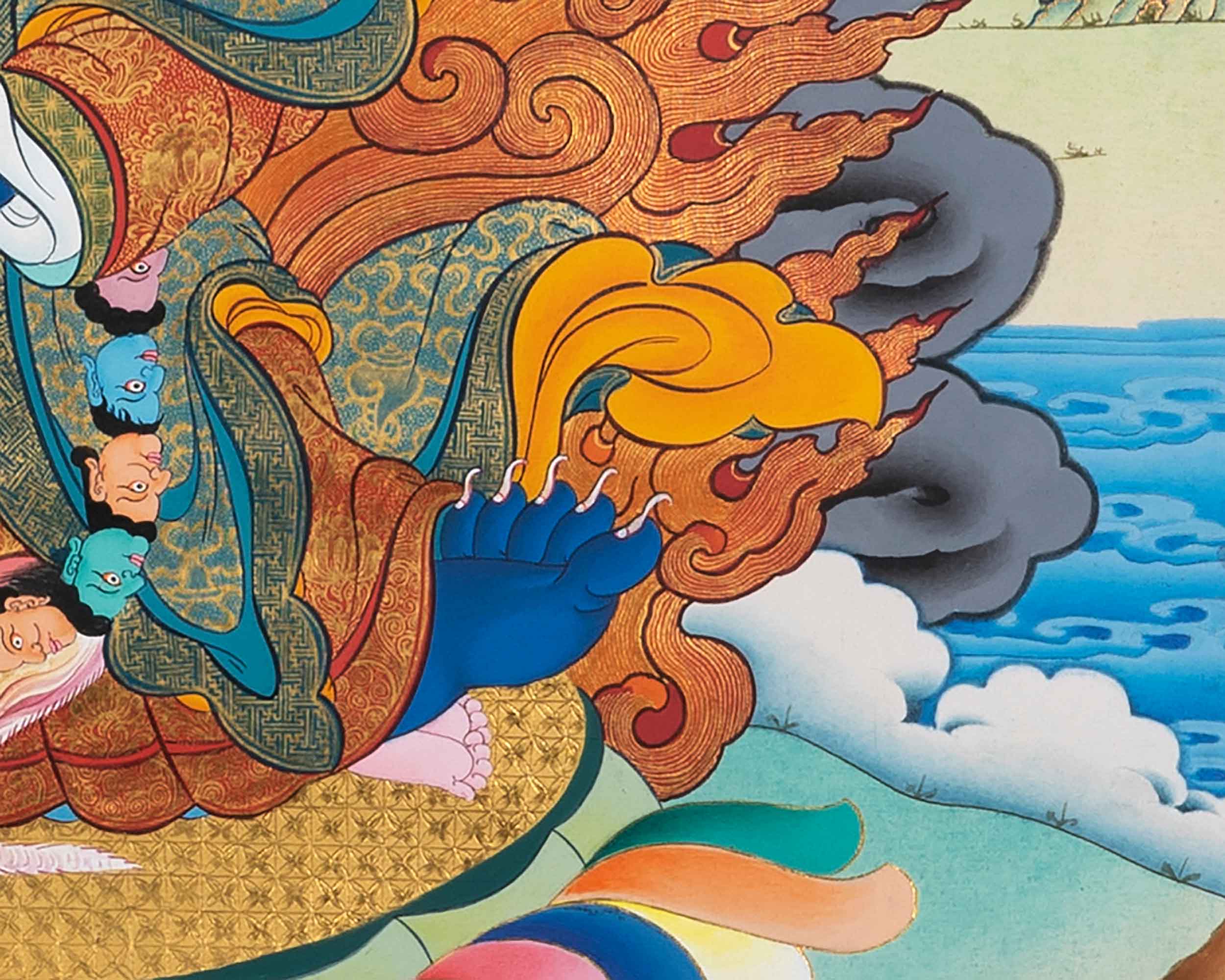 Traditional Tibetan Mahakala Art | Hand-Painted Mahakala Thangka Painting