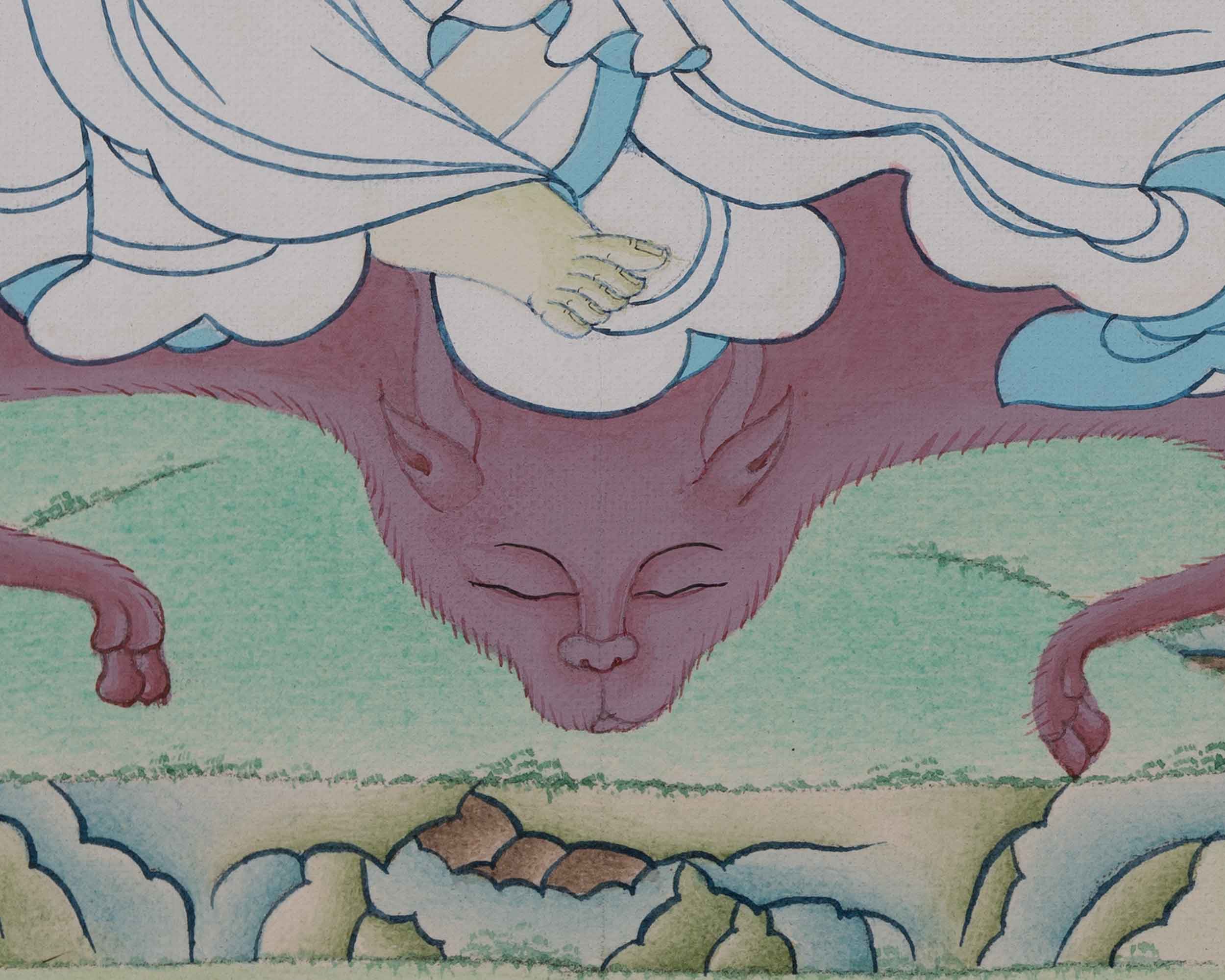 Jetsun Milarepa Hand-Painted Thangka Art | Tibetan Buddhist Master Art For Daily Practice