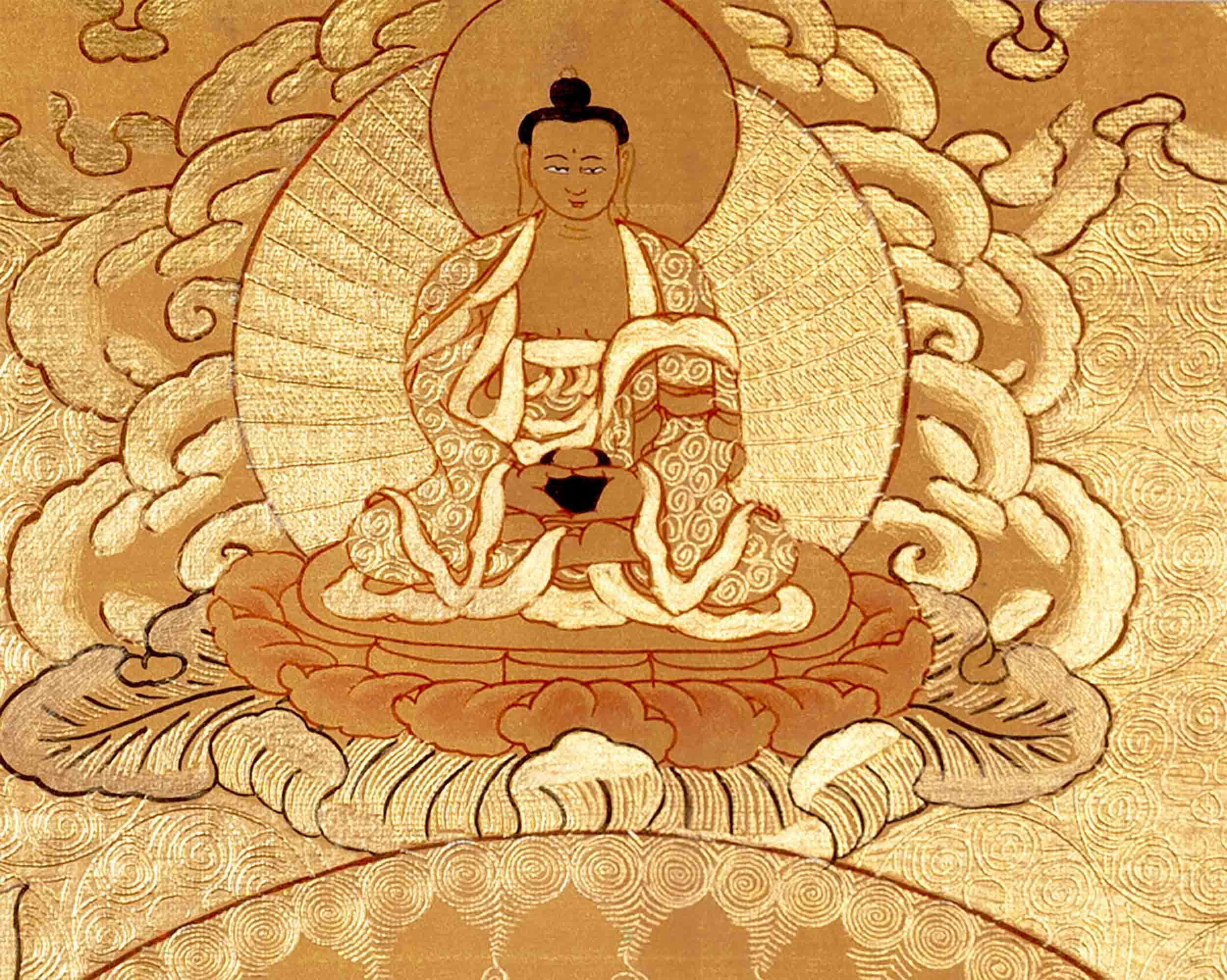 24K Gold Manjushree Thangka | Tibetan Buddhist Bodhisattva Art