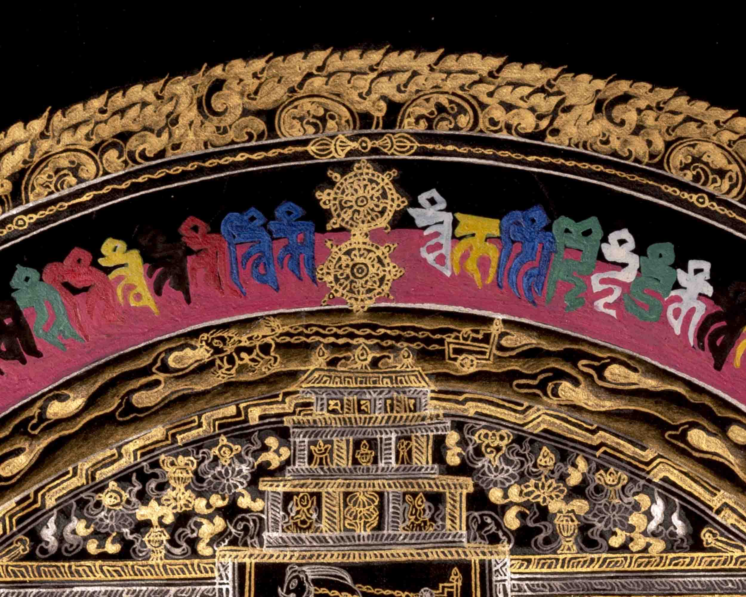 Kalachakra Mandala Thangka | Full 24K Gold Style Art | Religious Wall Decors