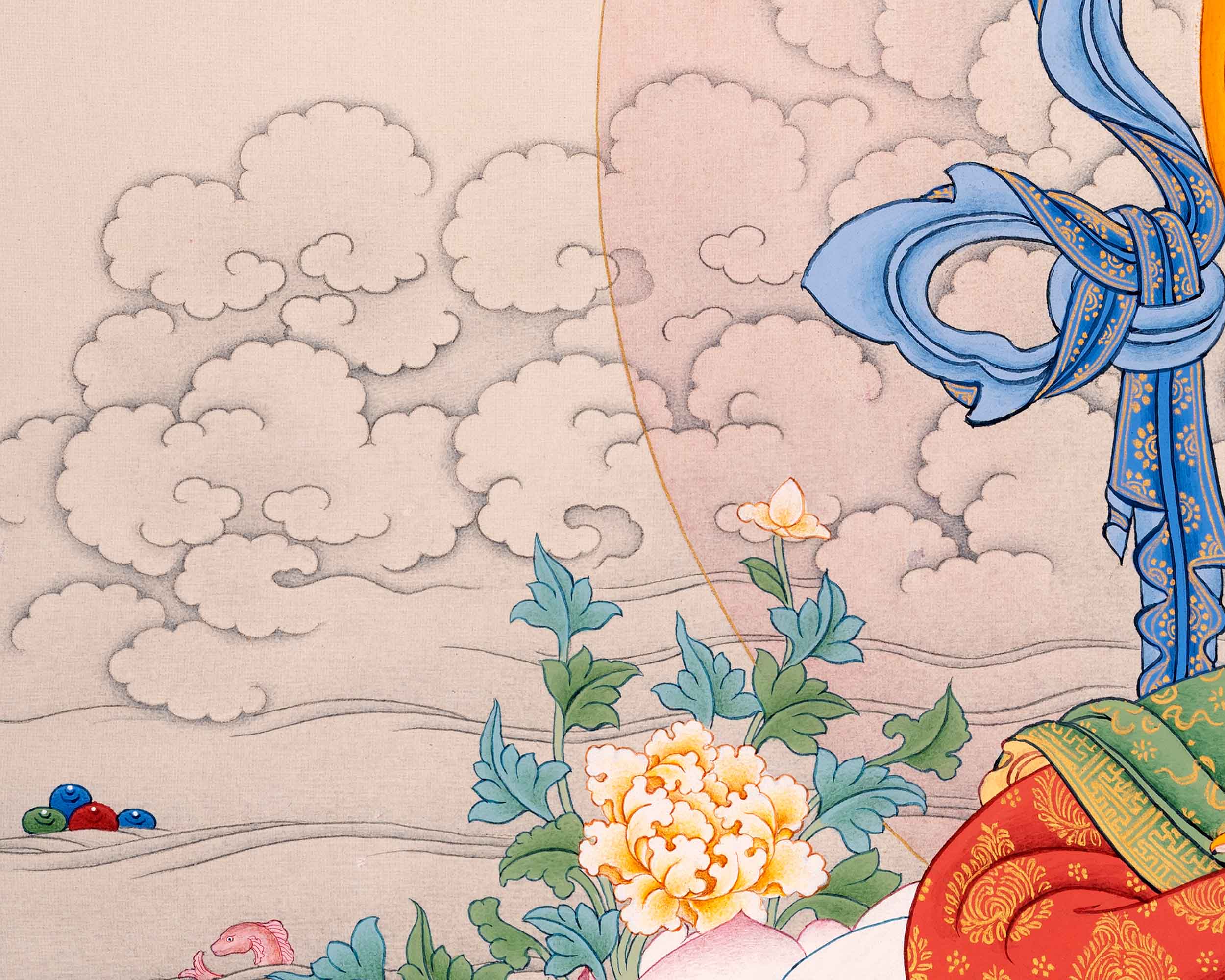 Manjushri Thangka, Traditional Karma Gadri Thangka Art