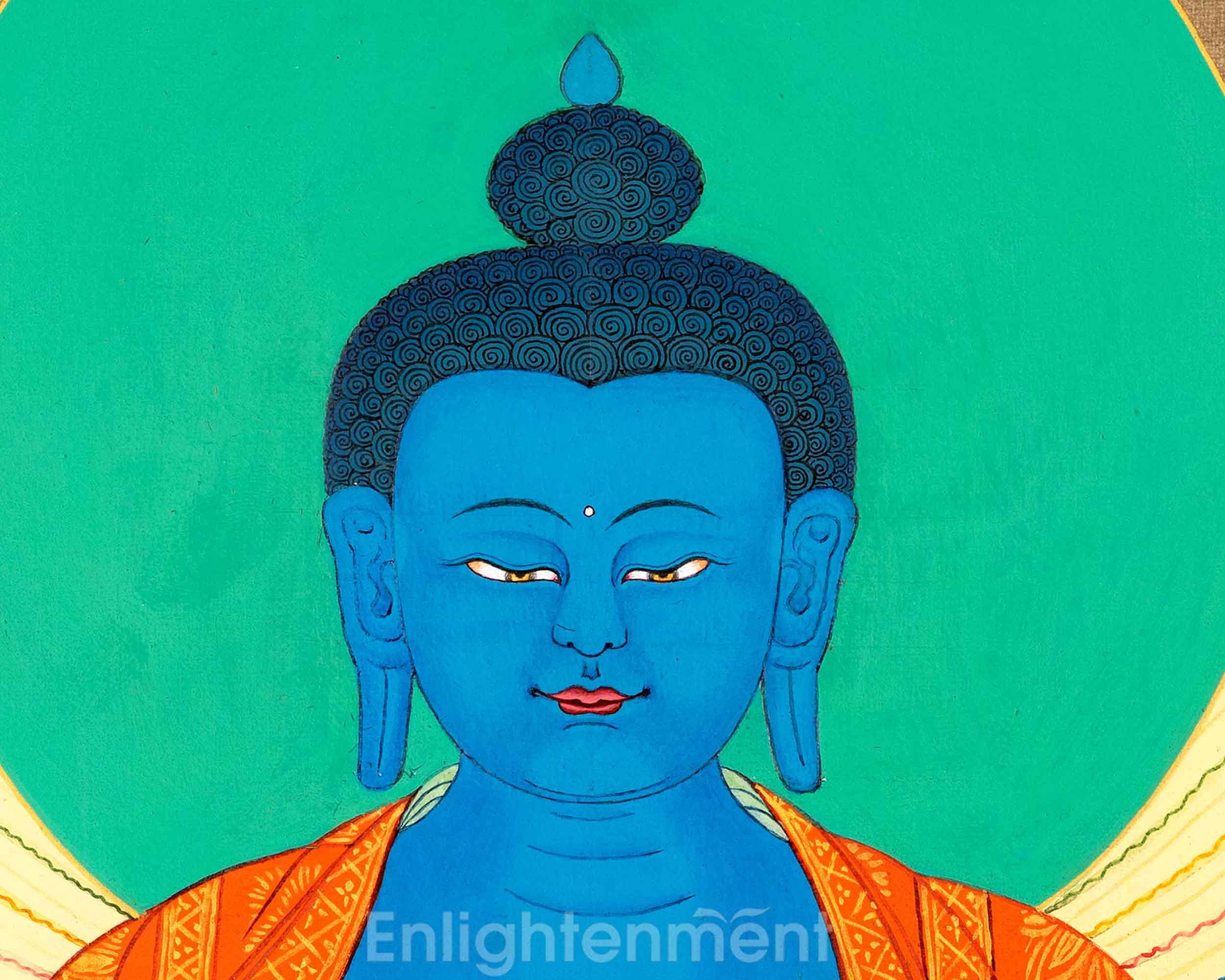 Traditionally Hand-Painted Medicine Buddha Meditation Thangka | Tibetan Art For Healing Buddha Practices