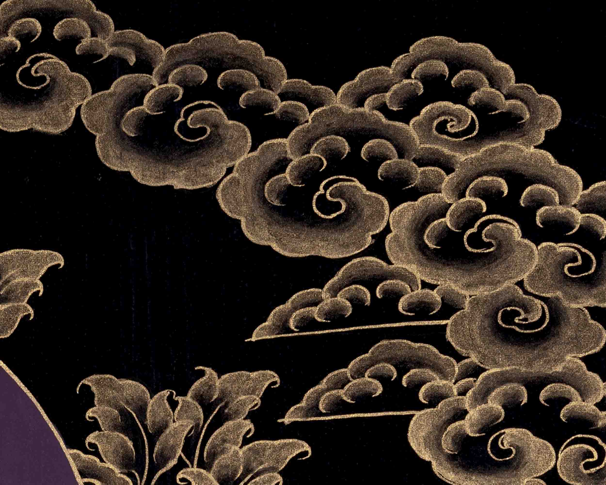 Black And Gold Style Guru Rinpoche Thangka | Art Painting