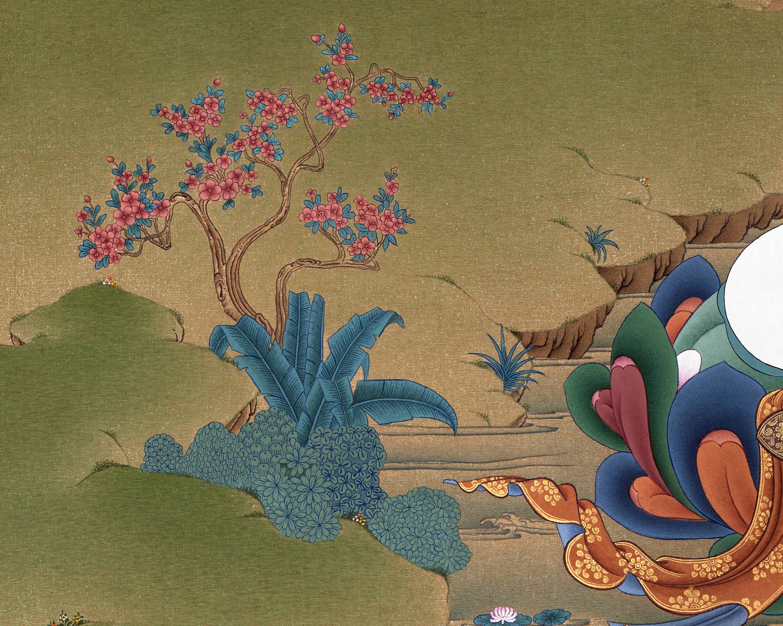 Green Tara Thangka Print | Buddhist Painting | Digital Canvas Print