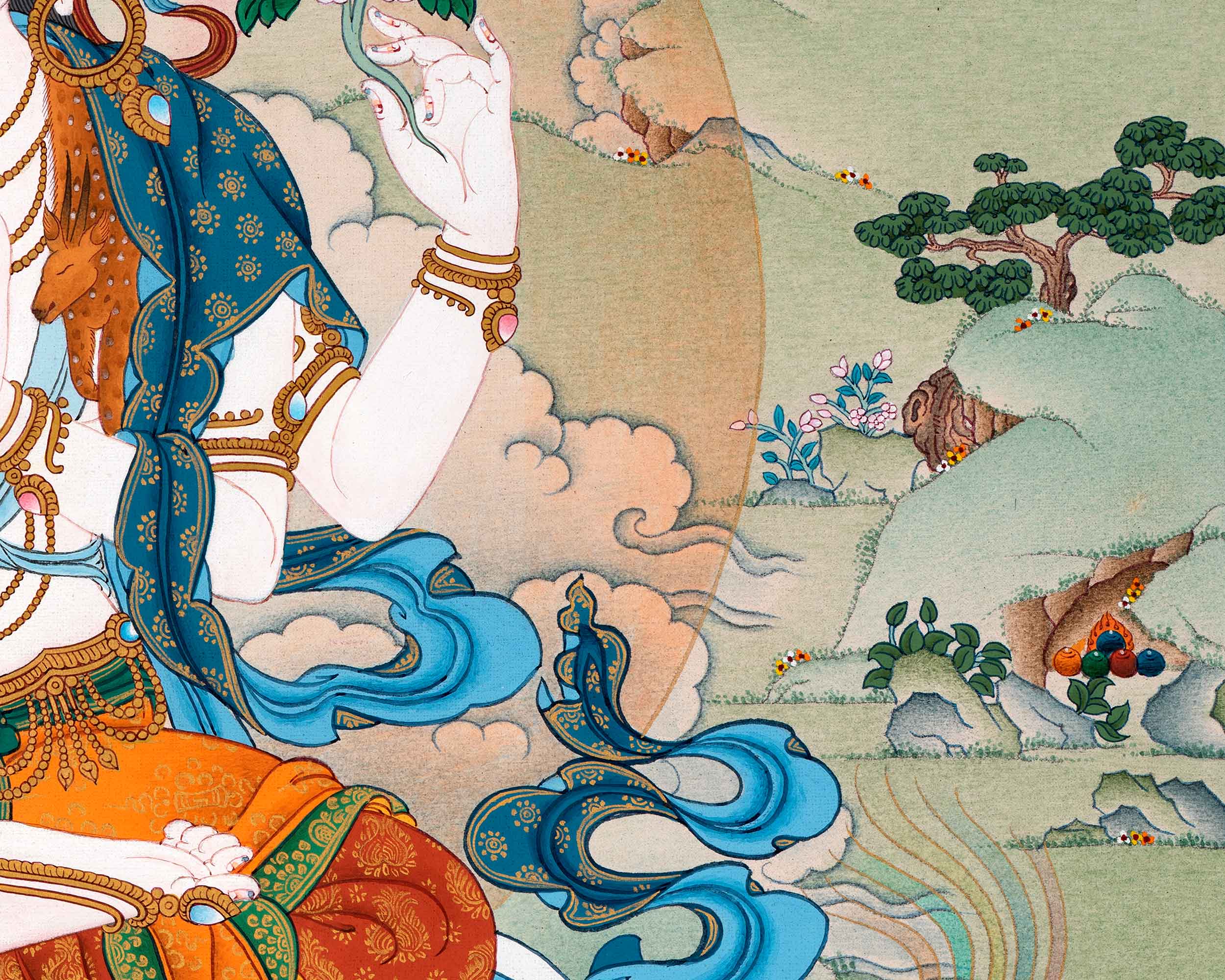 Buddhist Avalokiteshvara Thangka | Traditional Hand Painted Artwork