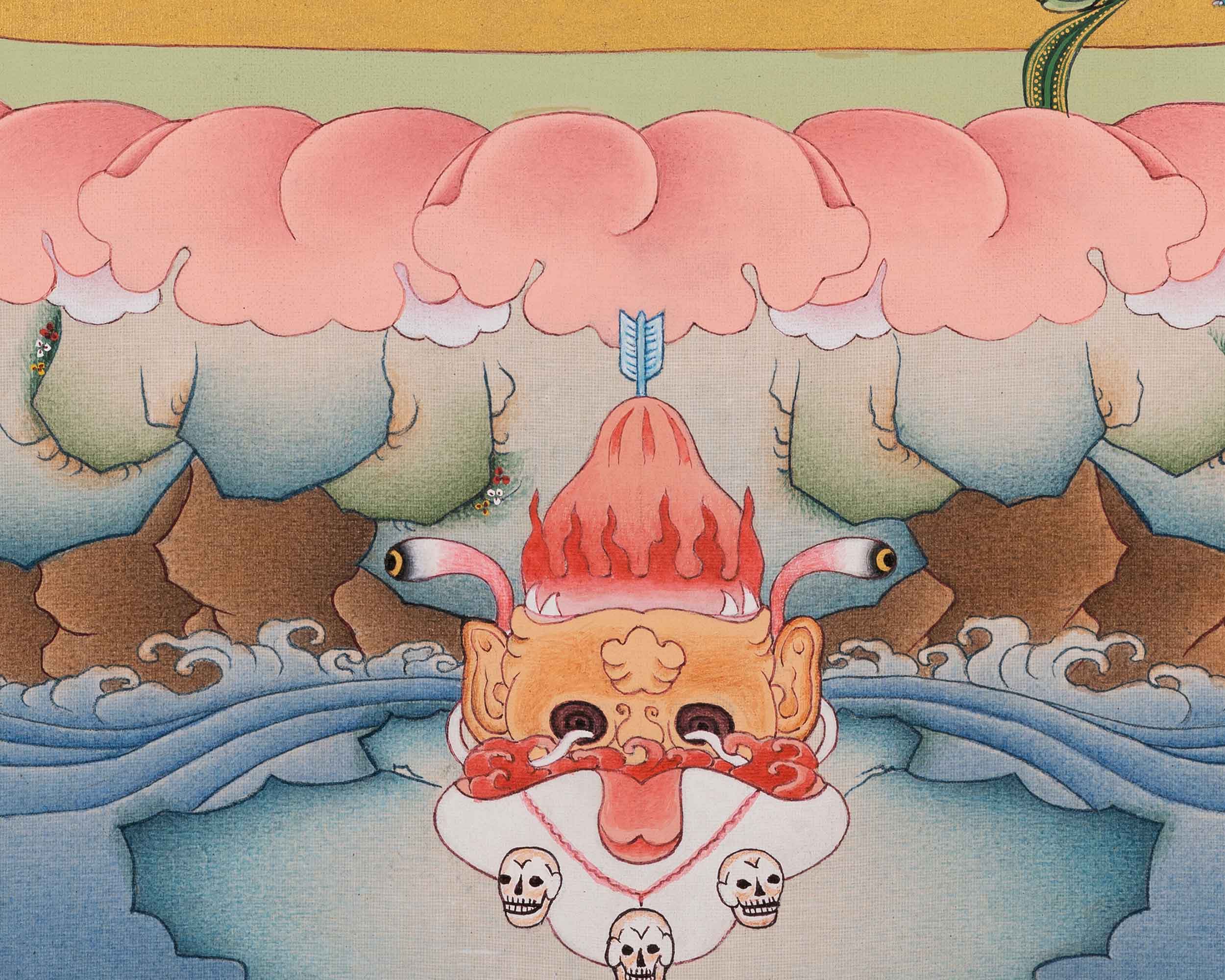 Vajrayogini Art | Tibetan 24K Gold Dakini Painting (includes Brocade)