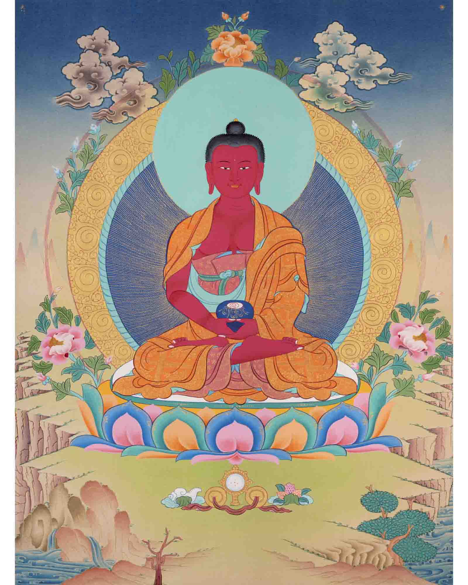 Religious Amitabha Buddha Thangka | Buddhist Art