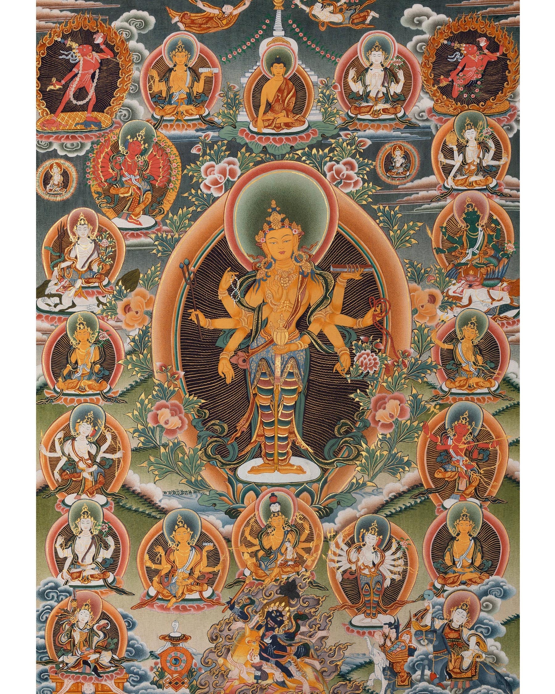 Amoghpasa Thangka | Tibetan Buddhist Handpainted Art | Wall Decor
