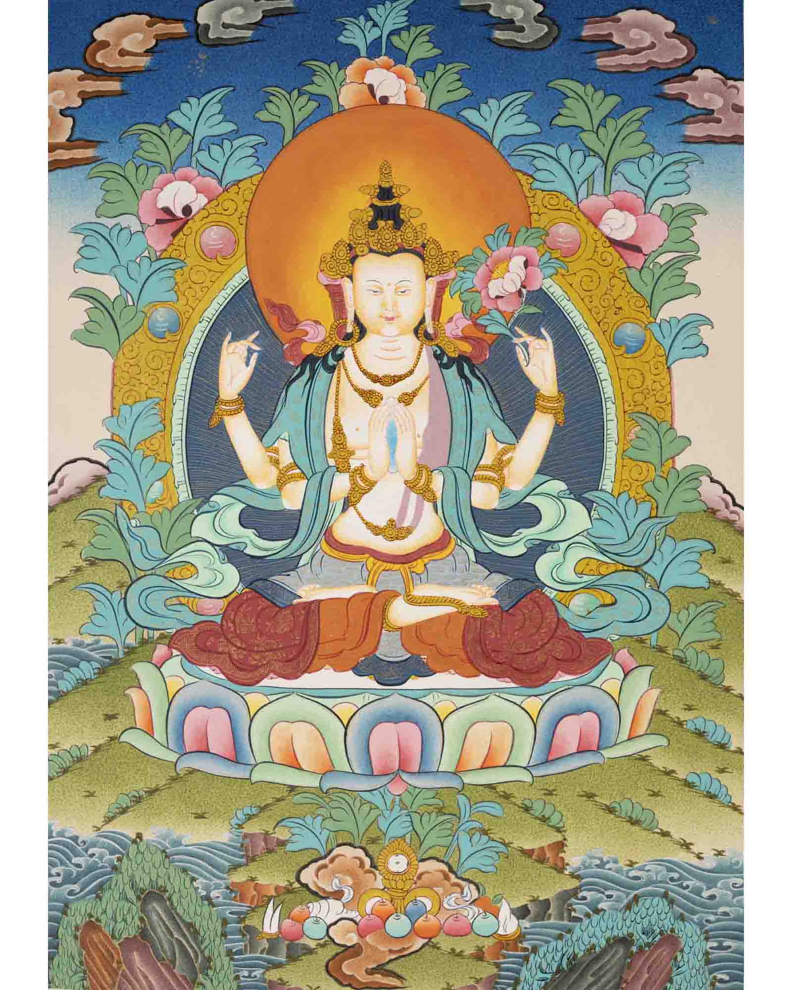 Avalokiteshvara Chengrezig | Bodhisattva of Compassion | Buddhist Painting