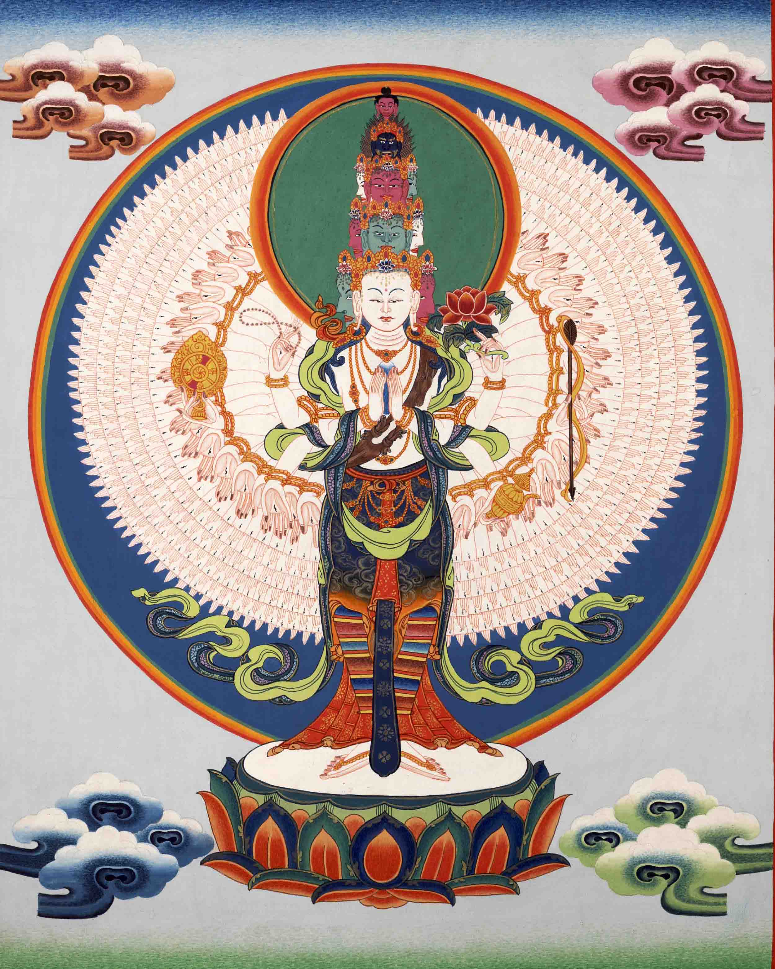 Avalokiteshvara Chenresig Thangka | Tibetan Traditional Painting | Wall Hanging Decors