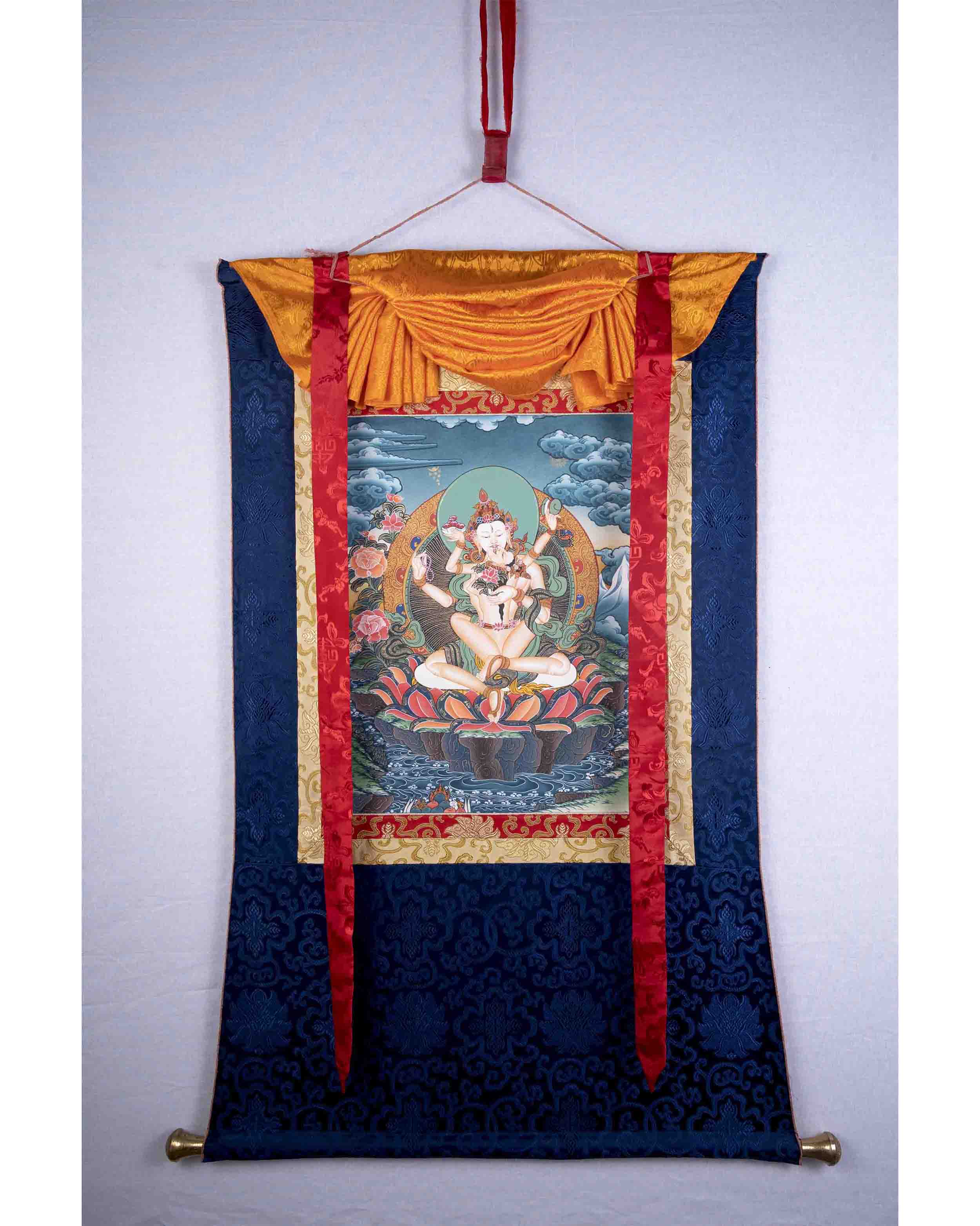 Avalokiteshvara Thangka Painting | Hanging Art For Office , Bedroom , Temple , Monastery or Farmhouse