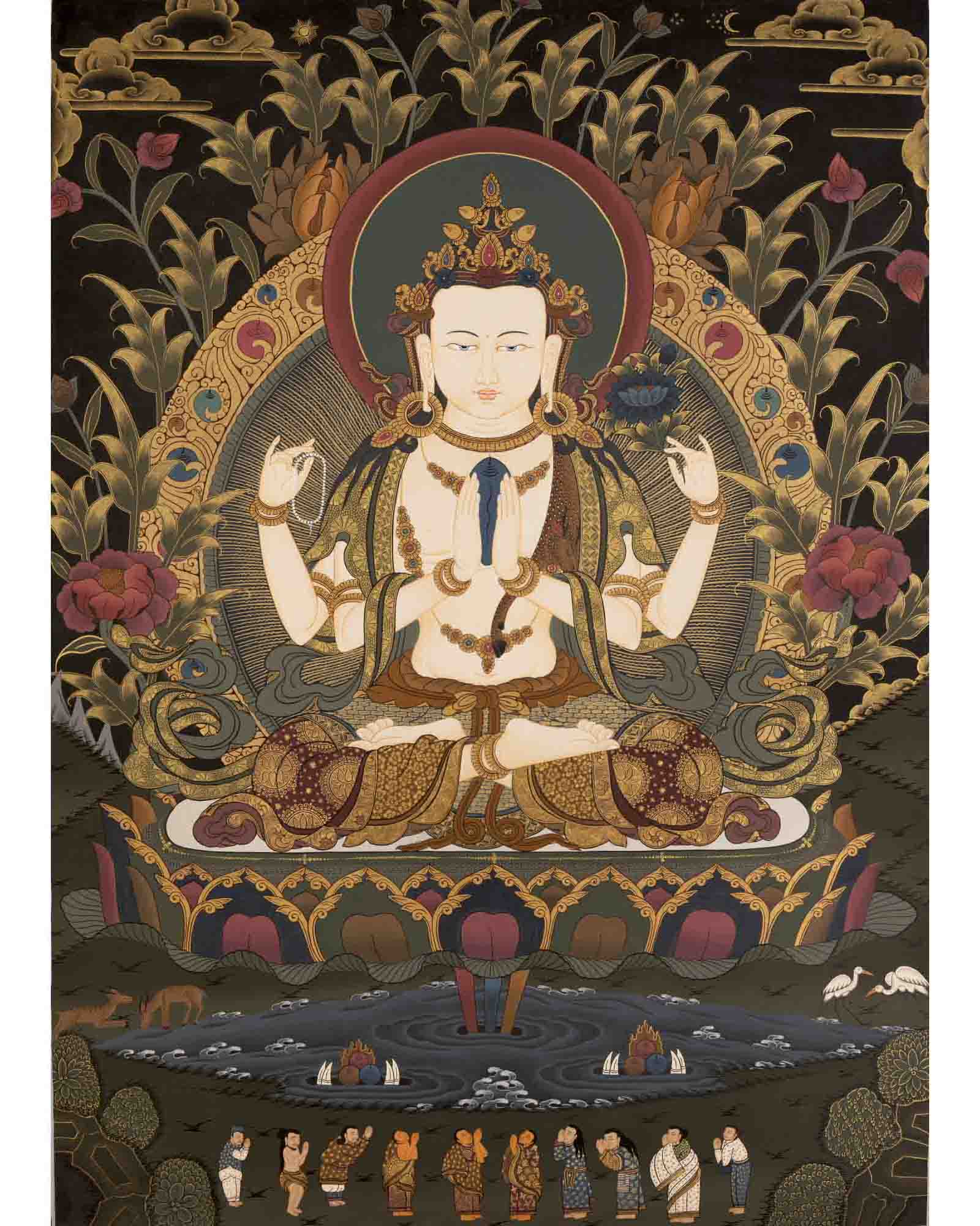 Avalokitesvara Chengrezig Thangka | Wall Hanging Yoga Thangka