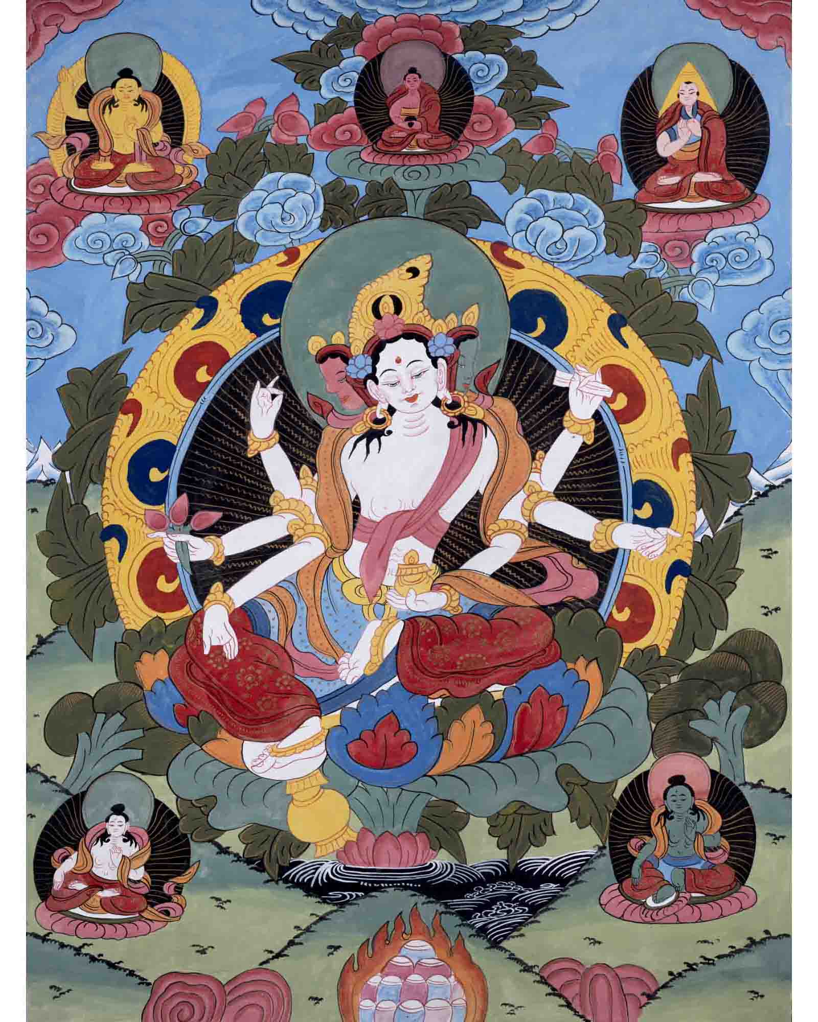 Basundhara Devi Art | Religious Buddhist Thangka | Wall Decors